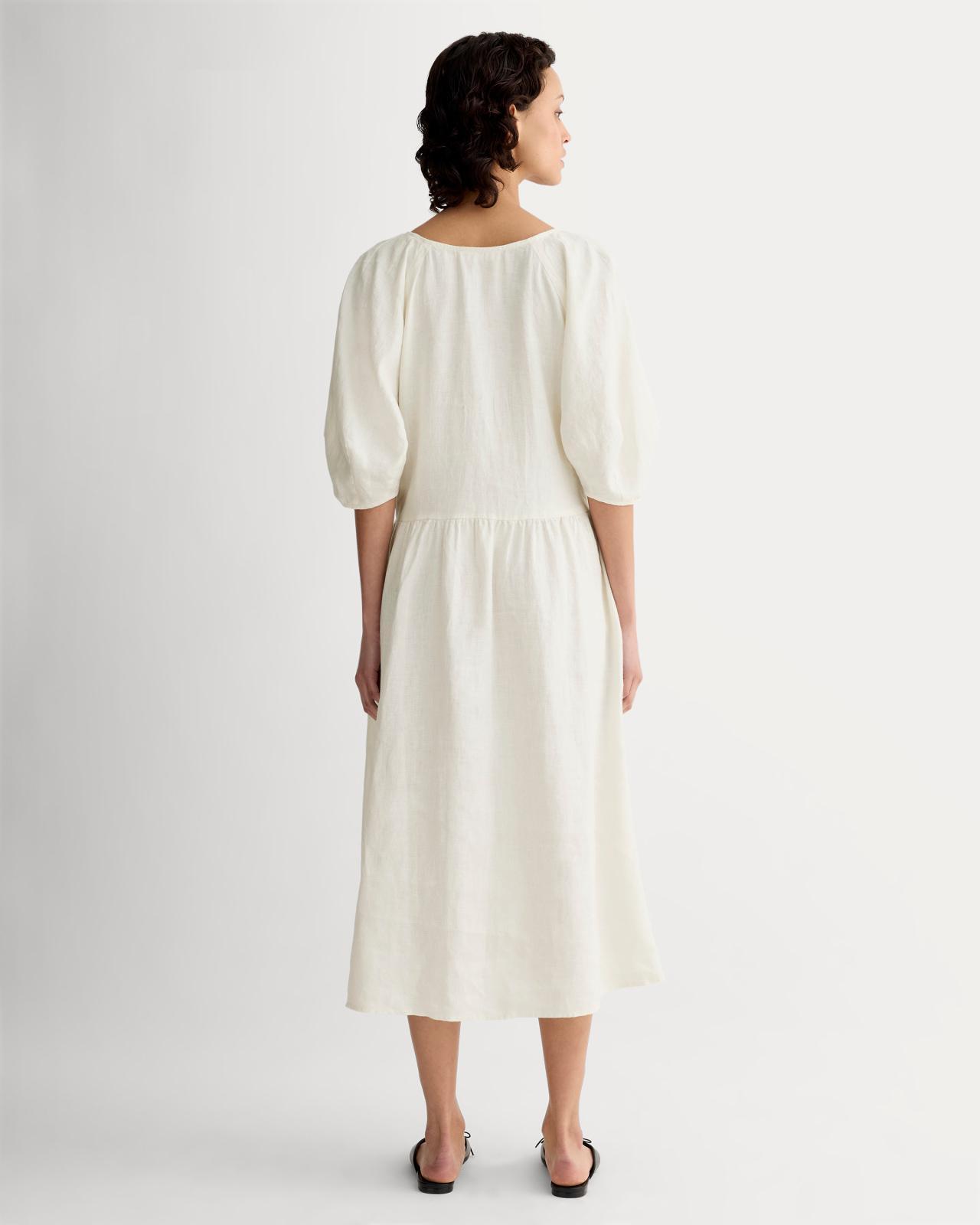 The Linen Oversized Puff-Sleeve Dress Product Image
