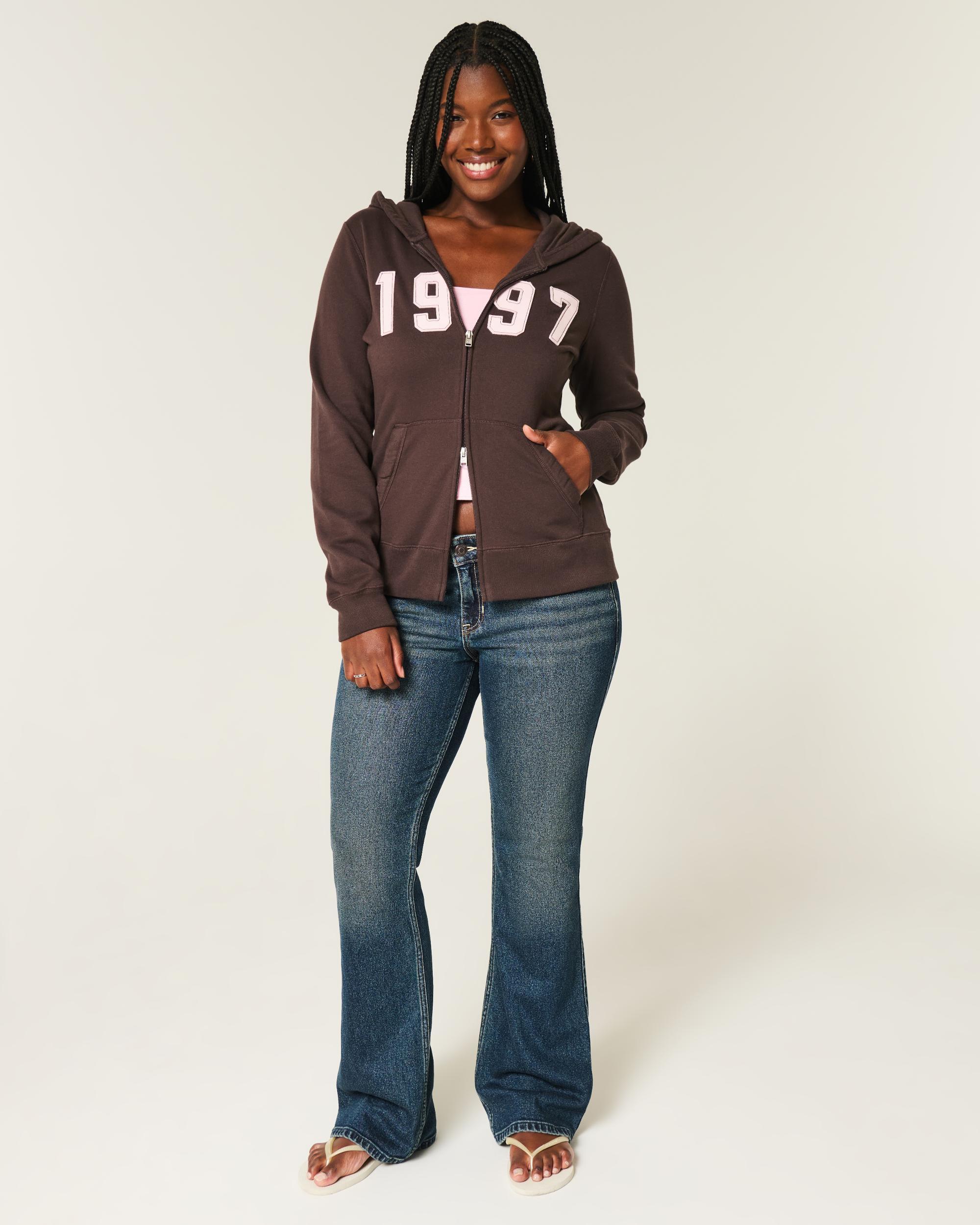 Slim Striped 1998 Graphic Zip-Up Hoodie Product Image