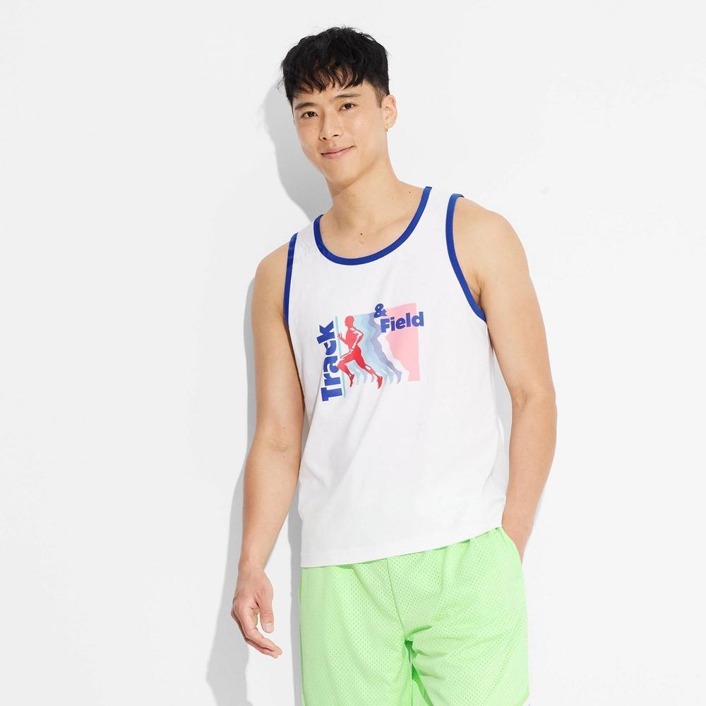 Men's Graphic Tank Top - Original Use™ True White XXL: Cotton, Lightweight, Crew Neck, Pullover, At Hip Length Product Image