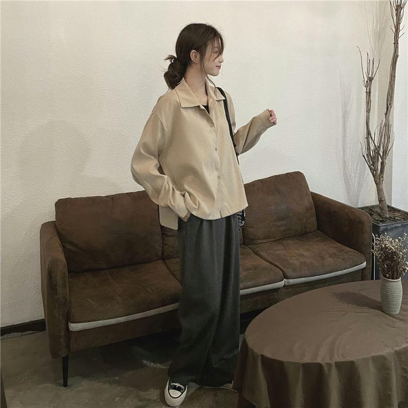 Long-Sleeve Plain Shirt Product Image