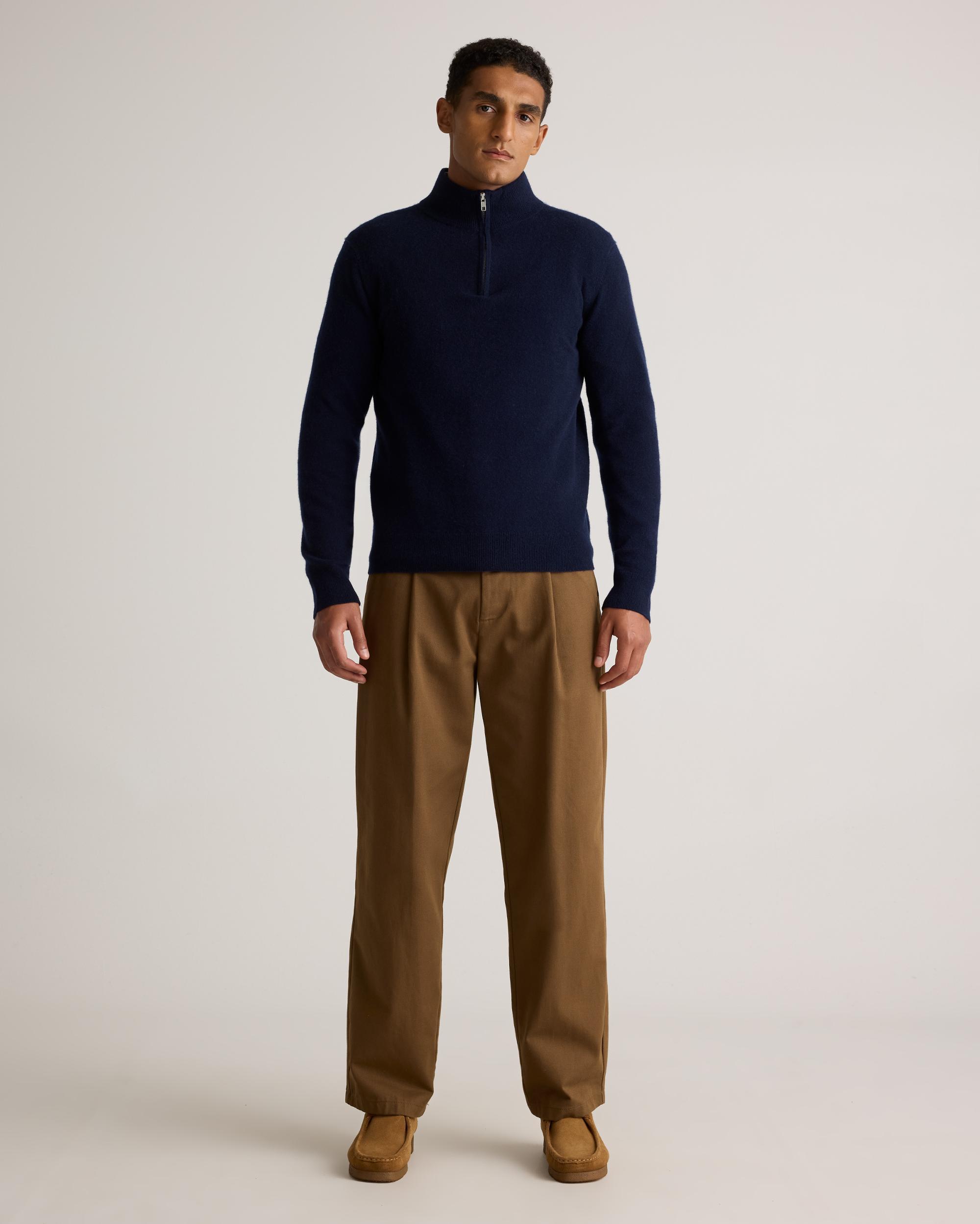 Quince | Men's Mongolian Cashmere Quarter Zip Sweater Product Image