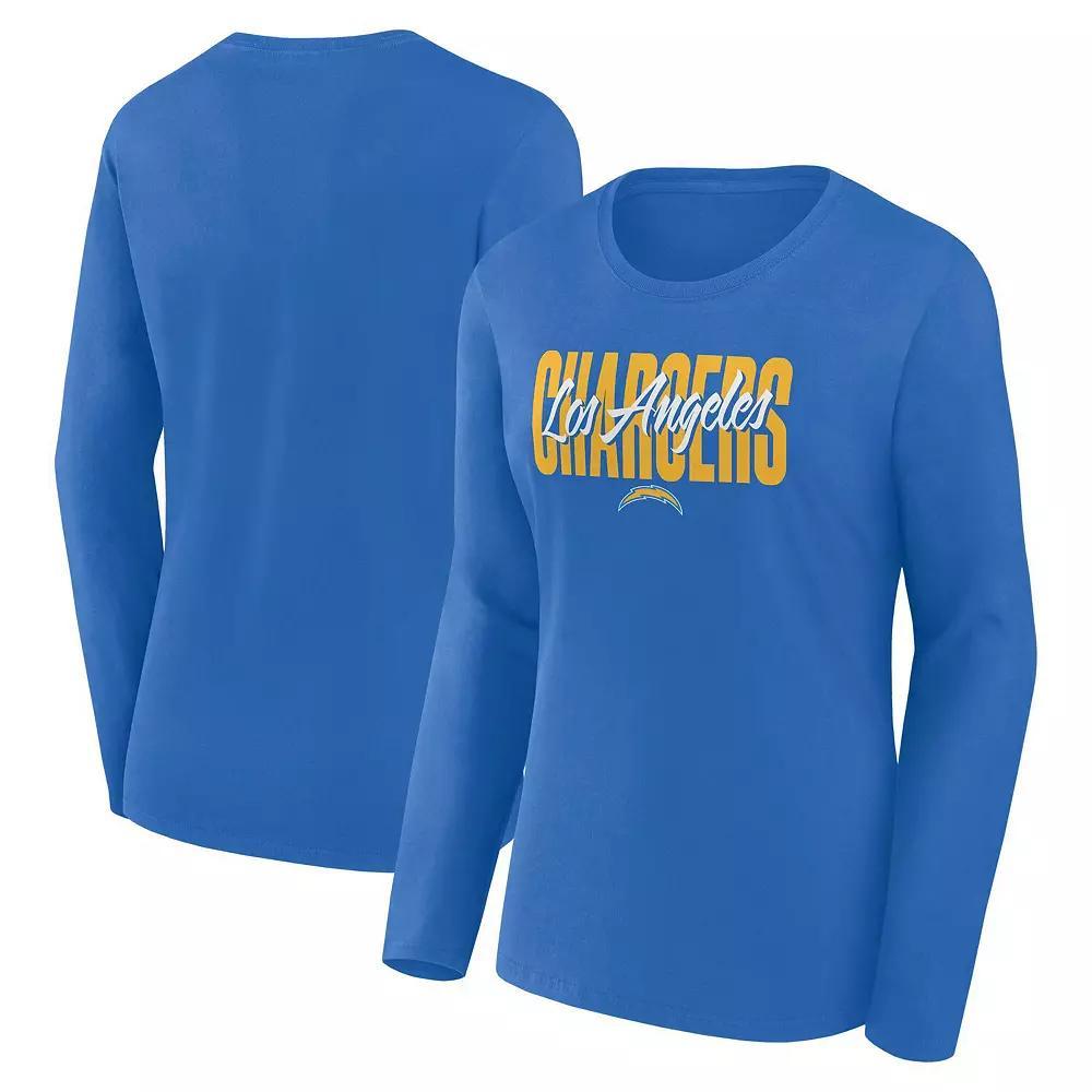 Women's Powder Blue Los Angeles Chargers Grip Long Sleeve T-Shirt, Size: Medium, Light Product Image