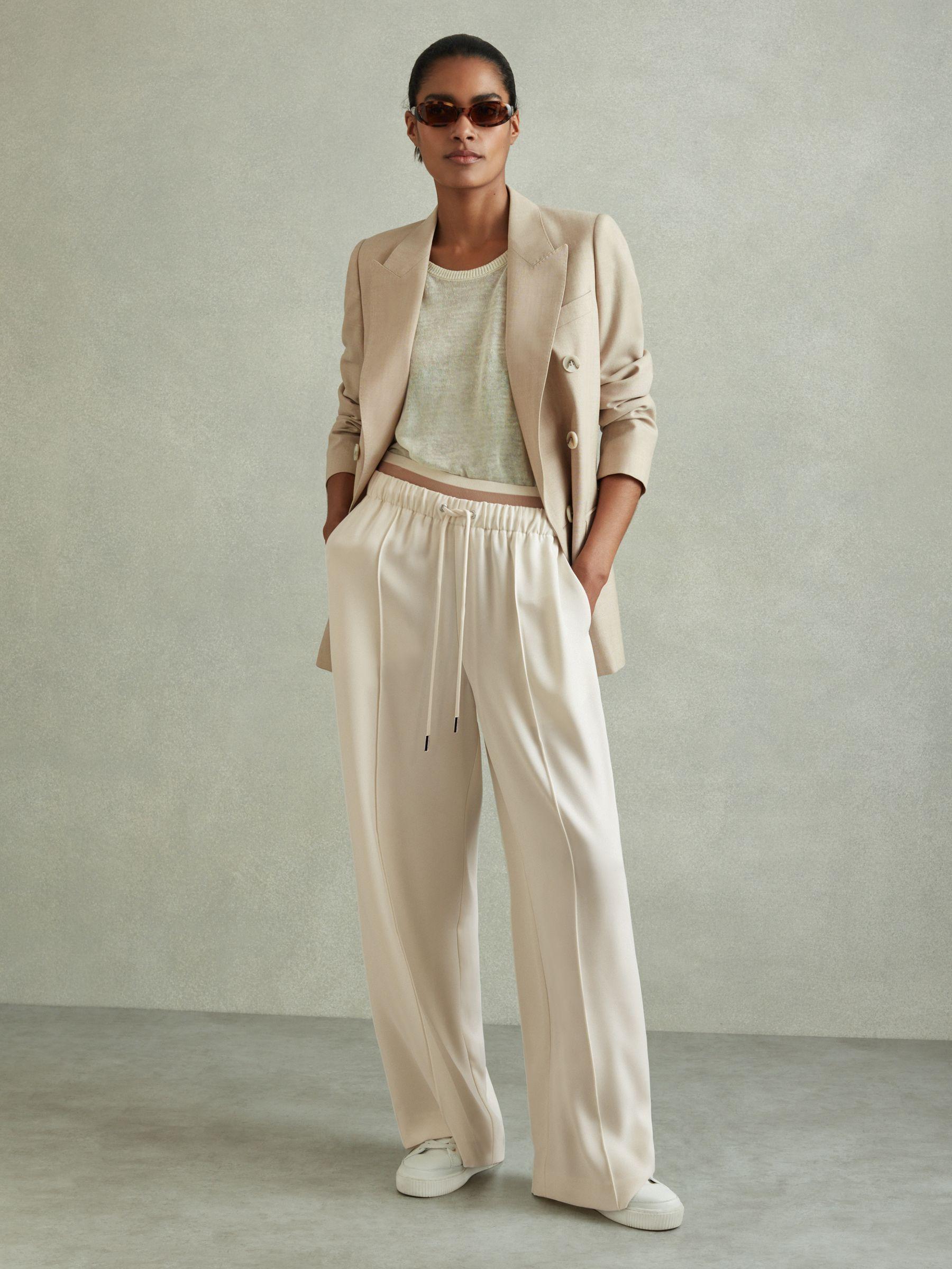 Petite Linen Belted Sleeveless Midi Dress in Neutral Product Image