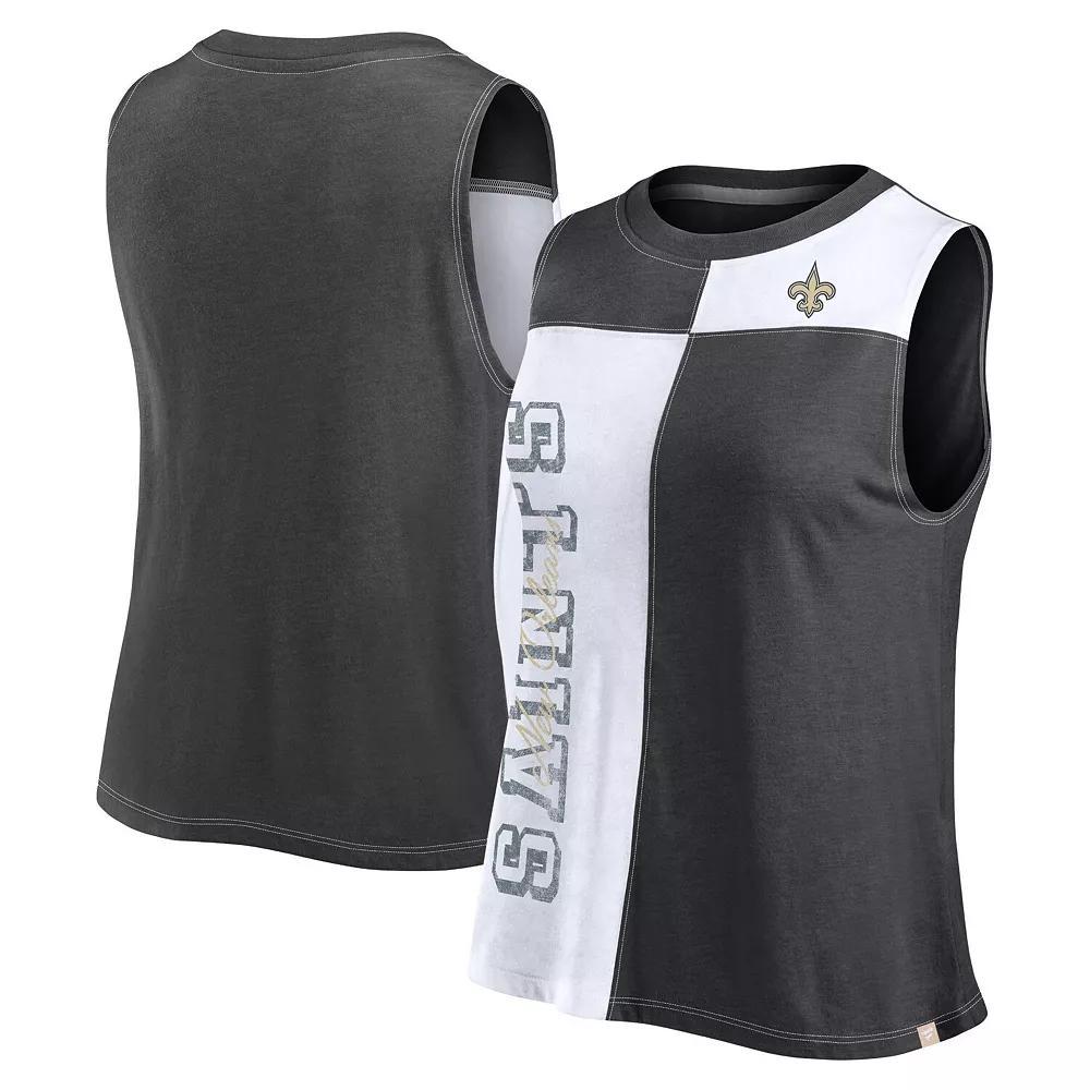 Women's Fanatics Branded Black/White Cincinnati Bengals Script Color Block Tank Top, Size: 3XL Product Image