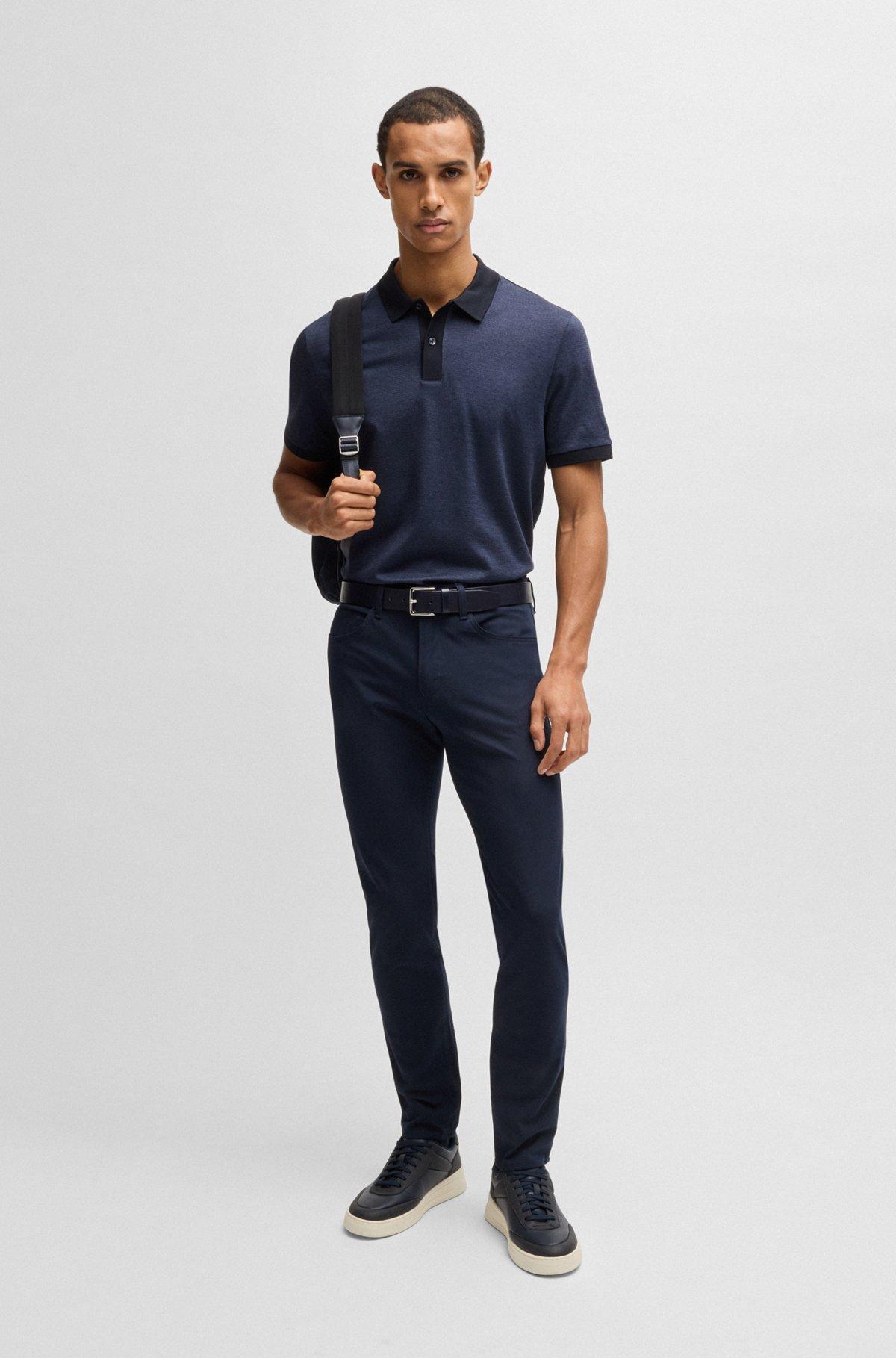 Mercerized-cotton polo shirt with micro pattern Product Image