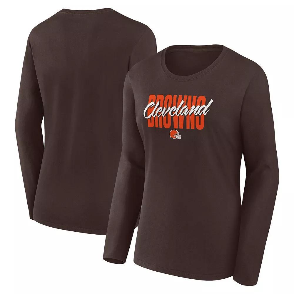 Women's Brown Cleveland Browns Grip Long Sleeve T-Shirt, Size: XL Product Image