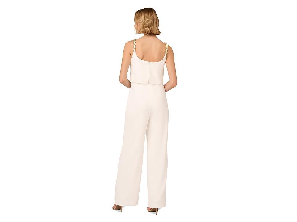 Adrianna Papell Crepe Chain Strap Jumpsuit (Ivory) Women's Dress Product Image
