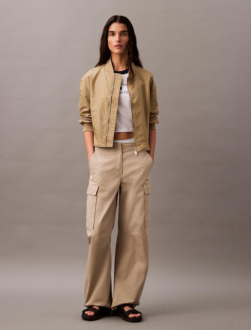 Calvin Klein Women's Nylon Bomber Jacket - Brown - M Product Image