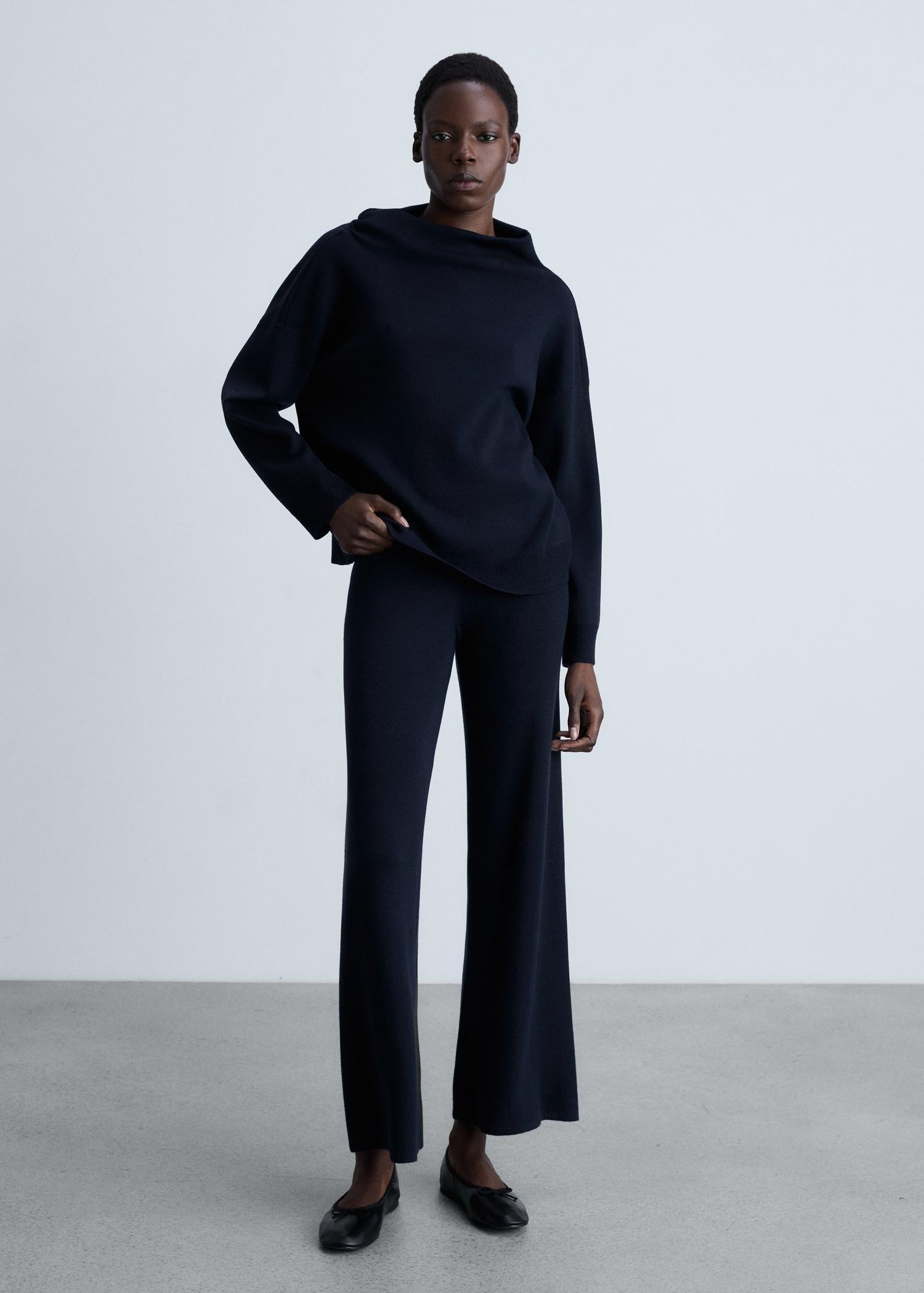 Knitted sweater with asymmetrical neck - Women | MANGO USA Product Image
