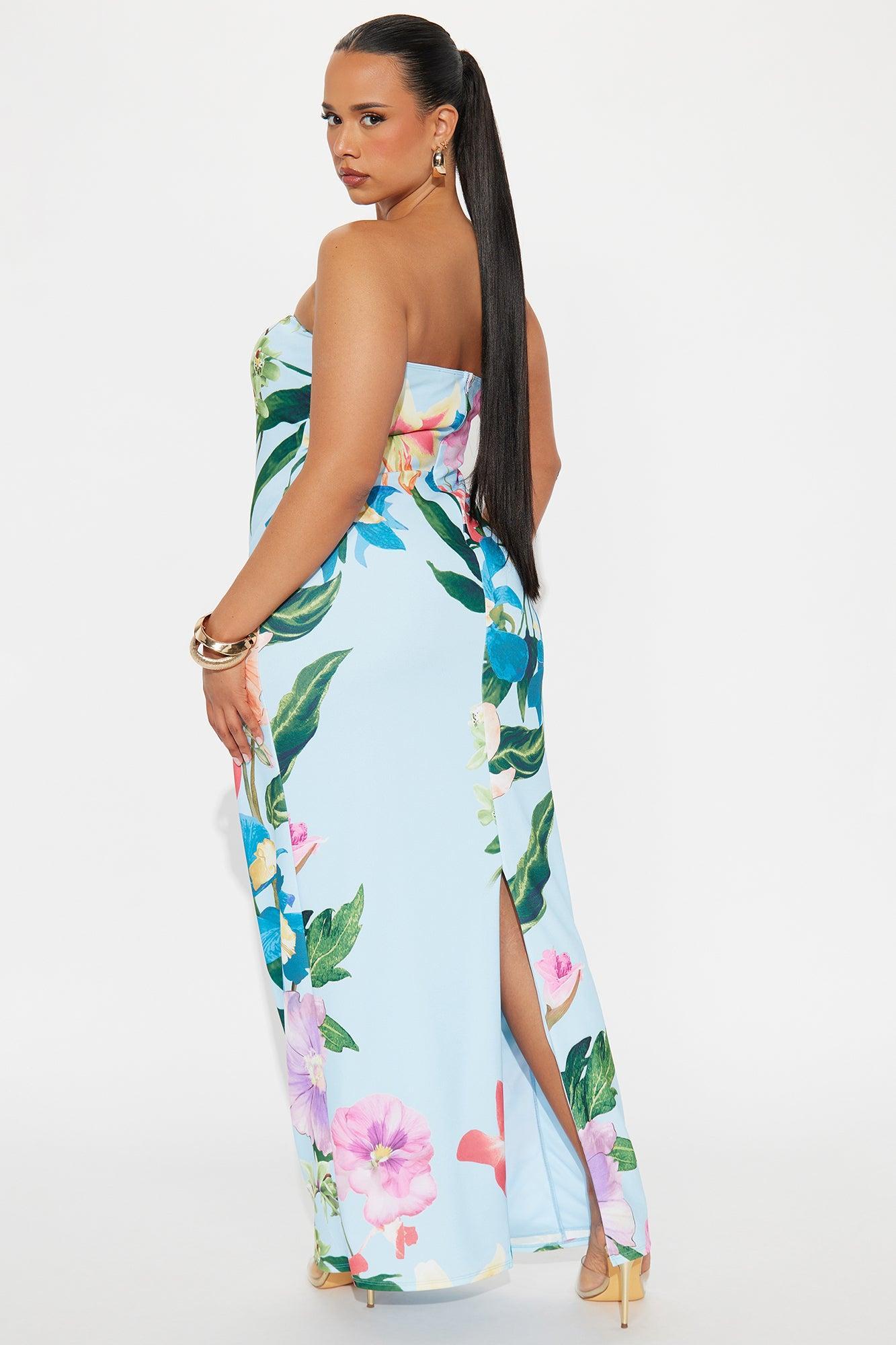 Pretty Petals Tube Maxi Dress - Blue/combo Product Image