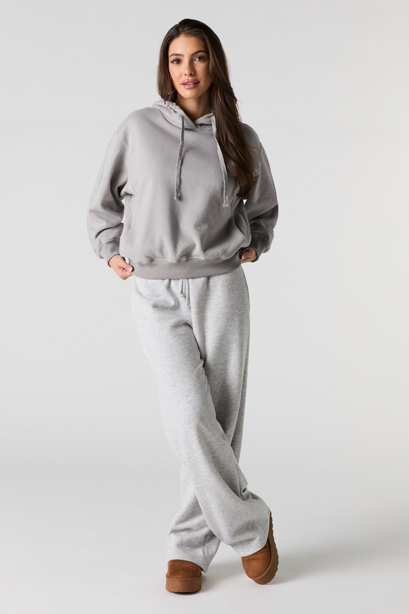 Oversized Solid Fleece Hoodie Female Product Image