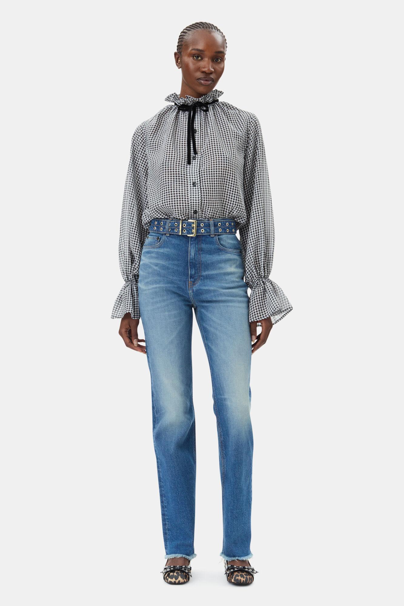 Sheer Check Tie String Shirt Product Image