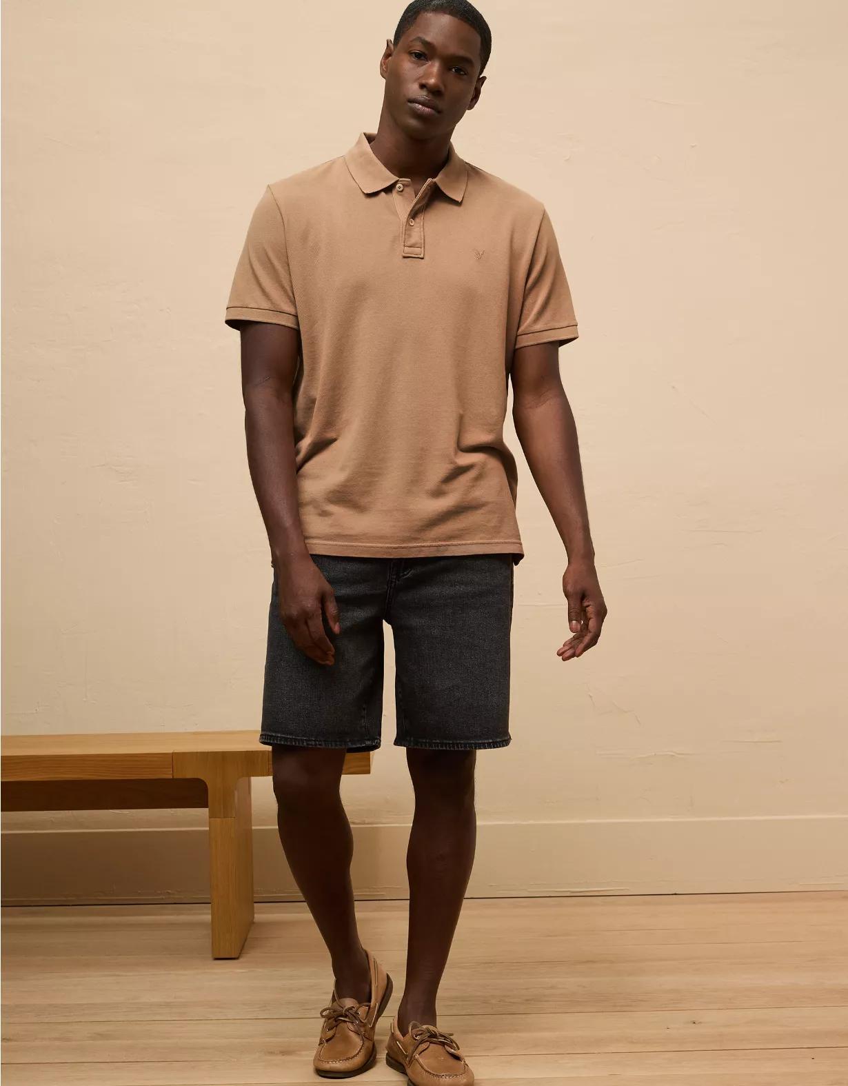 AE Lived-In Pique Polo Shirt Product Image