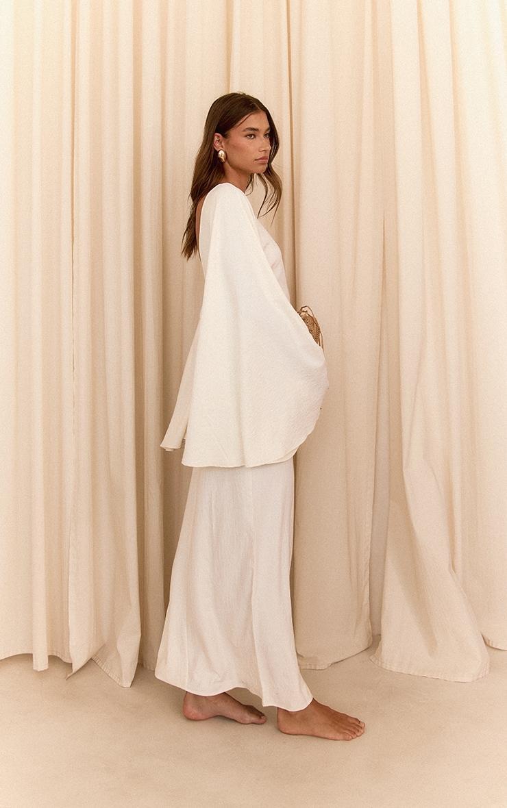 Cream Floaty Woven Flared Sleeve Maxi Dress Product Image