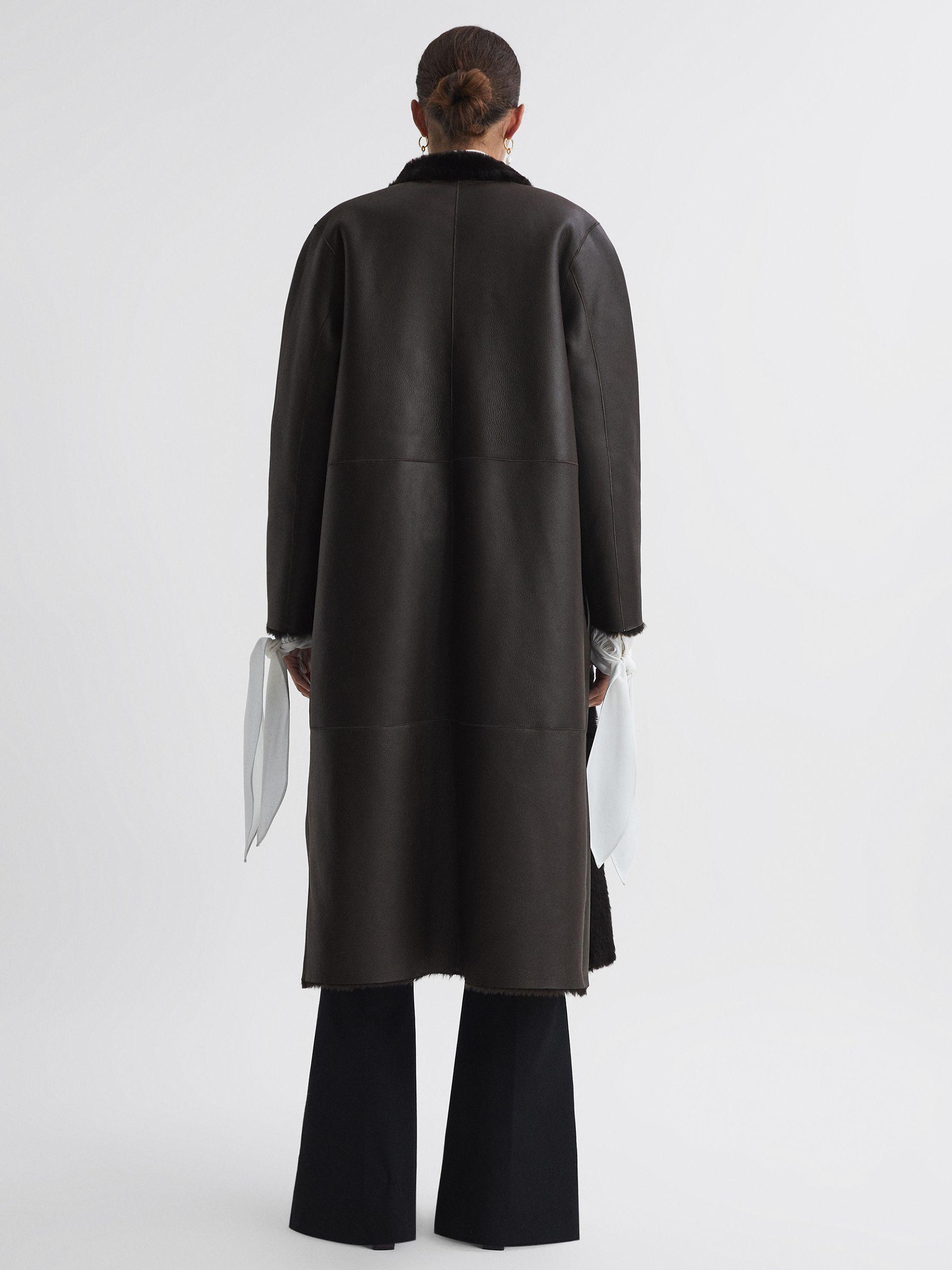 Reversible Leather Shearling Jacket in Chocolate Product Image