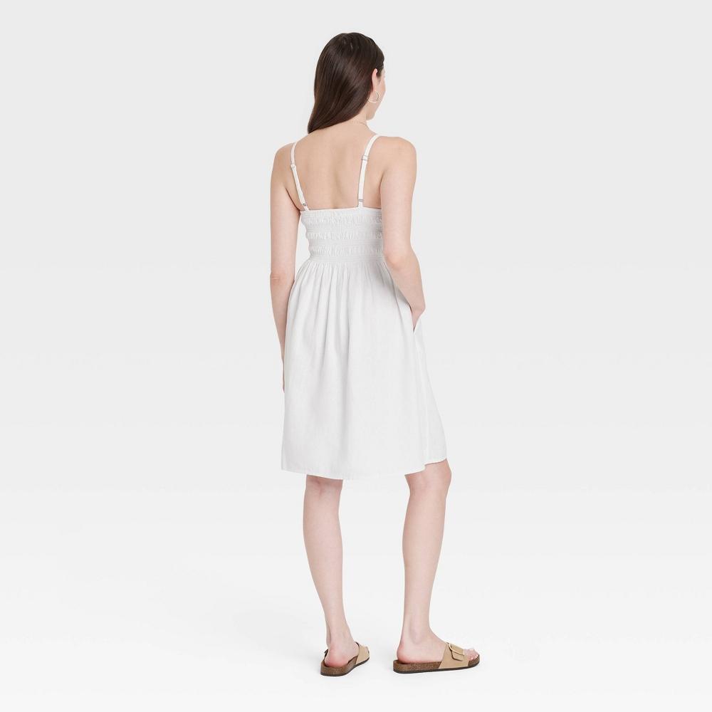 Womens Smocked Mini Sundress - Universal Thread White XS Product Image