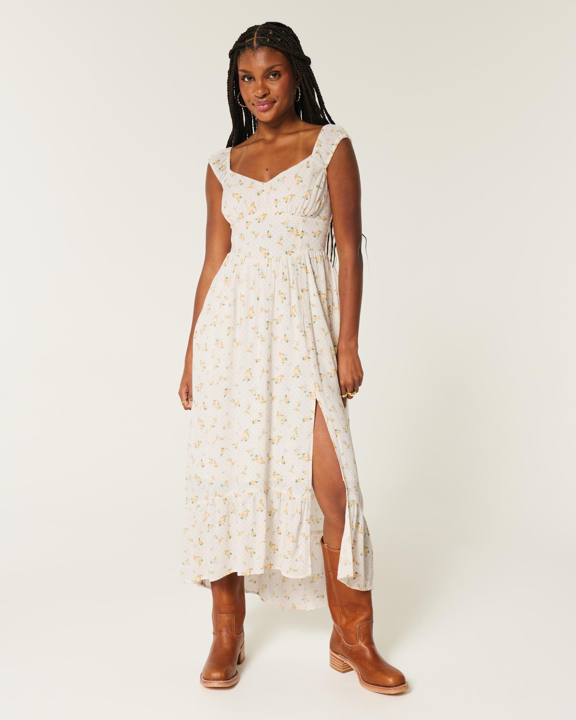 High-Low Hem Twist-Bust Midi Dress Product Image