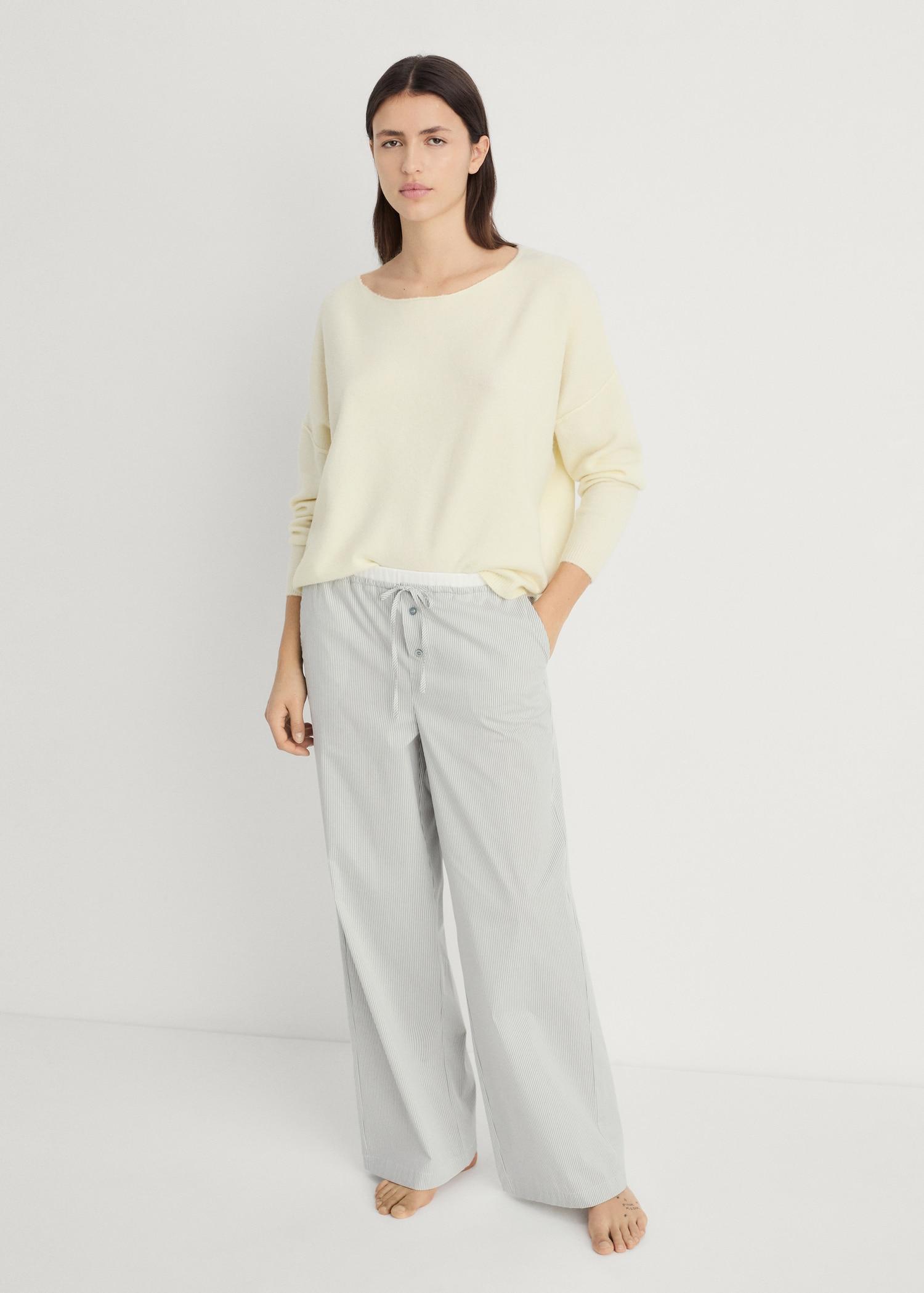Striped pajama pants with elastic detail - Women | MANGO USA Product Image