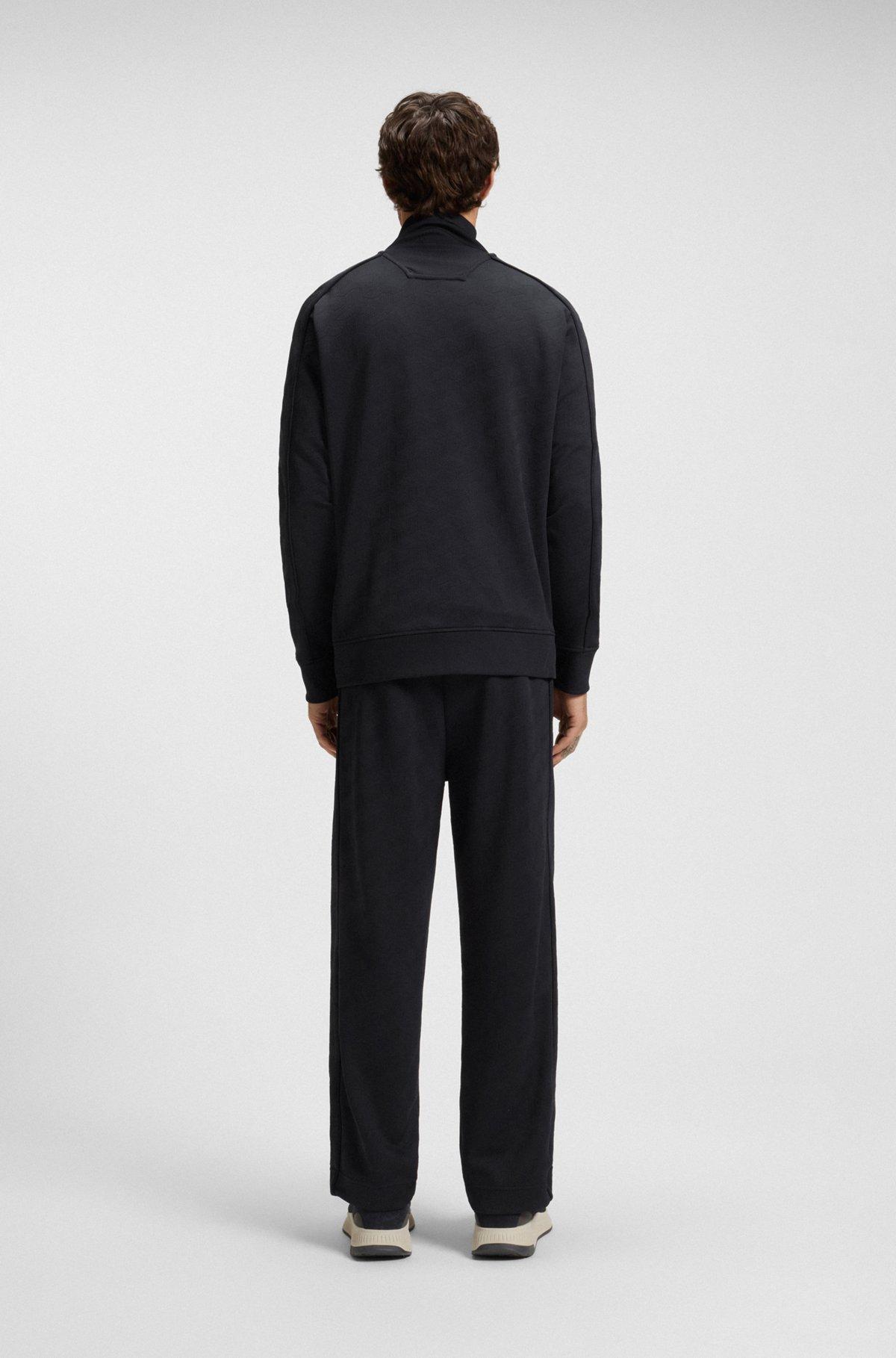 Regular-fit zip-up sweatshirt with quilted jacquard Product Image