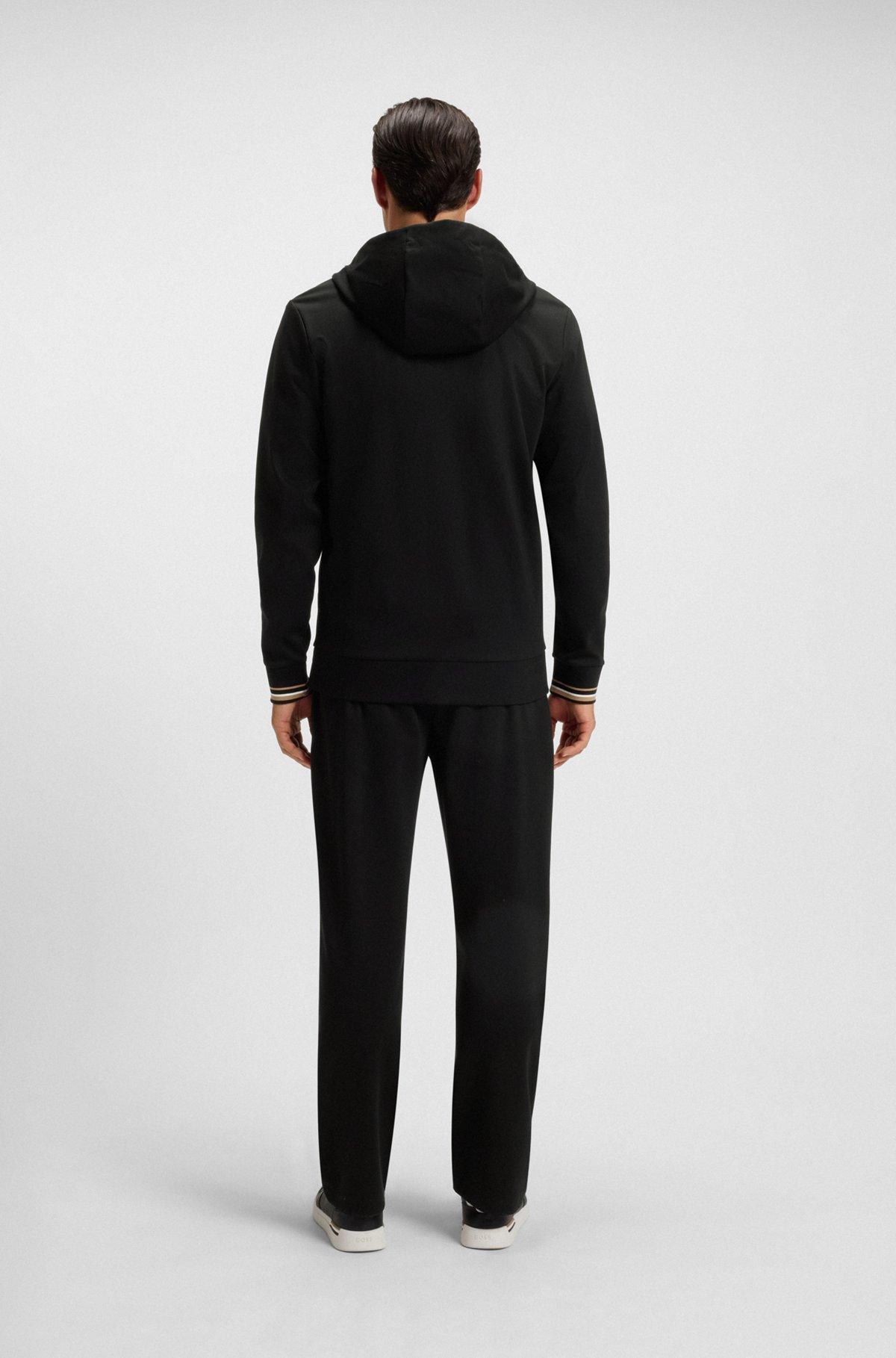 Zip-up hoodie with patterned drawcords Product Image
