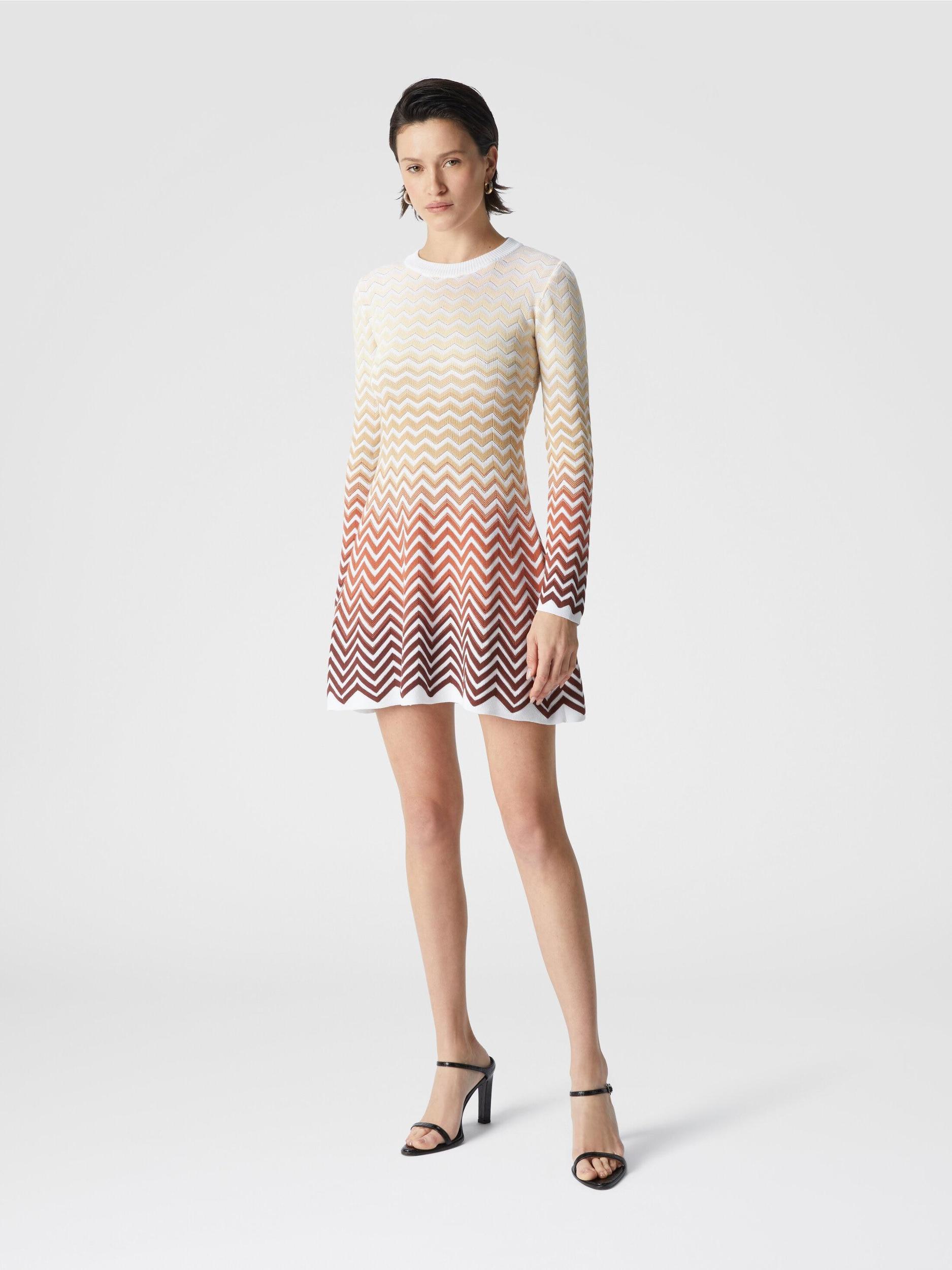 Flared mini-dress with dégradé chevron motif Product Image