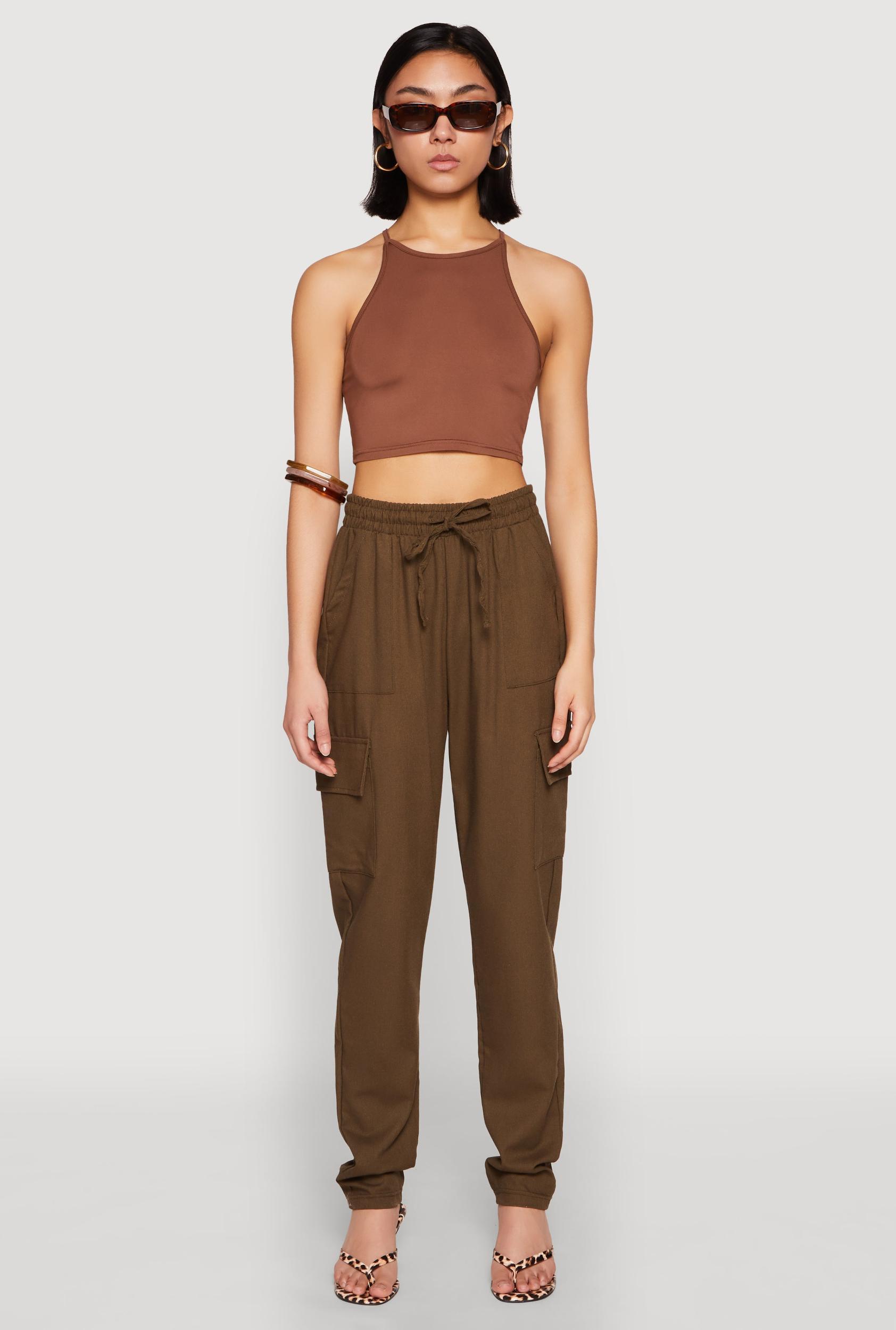 Womens Linen Cargo Pants Product Image