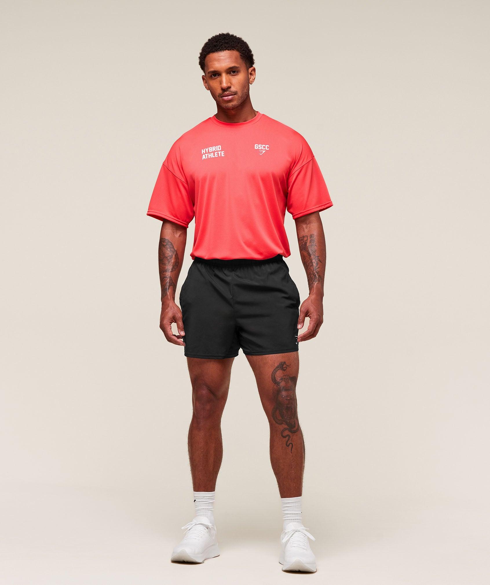 Gymshark Hybrid Athlete T-Shirt - Coral Red Male Product Image