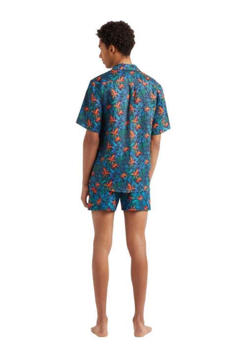 Mens Tropical Flowers Linen Camp Shirt Product Image