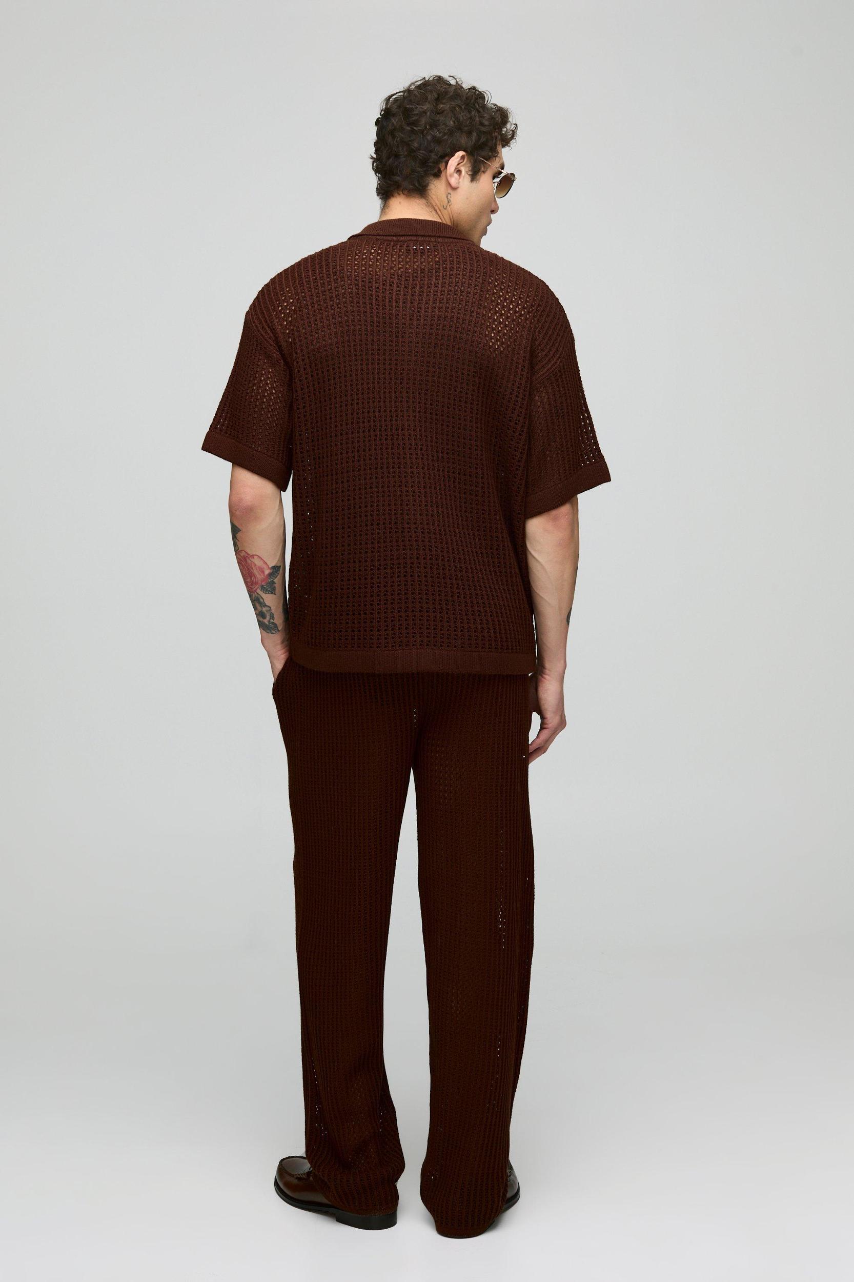 Oversized Revere Knitted Shirt & Relaxed Trouser Set | boohooMAN USA Product Image