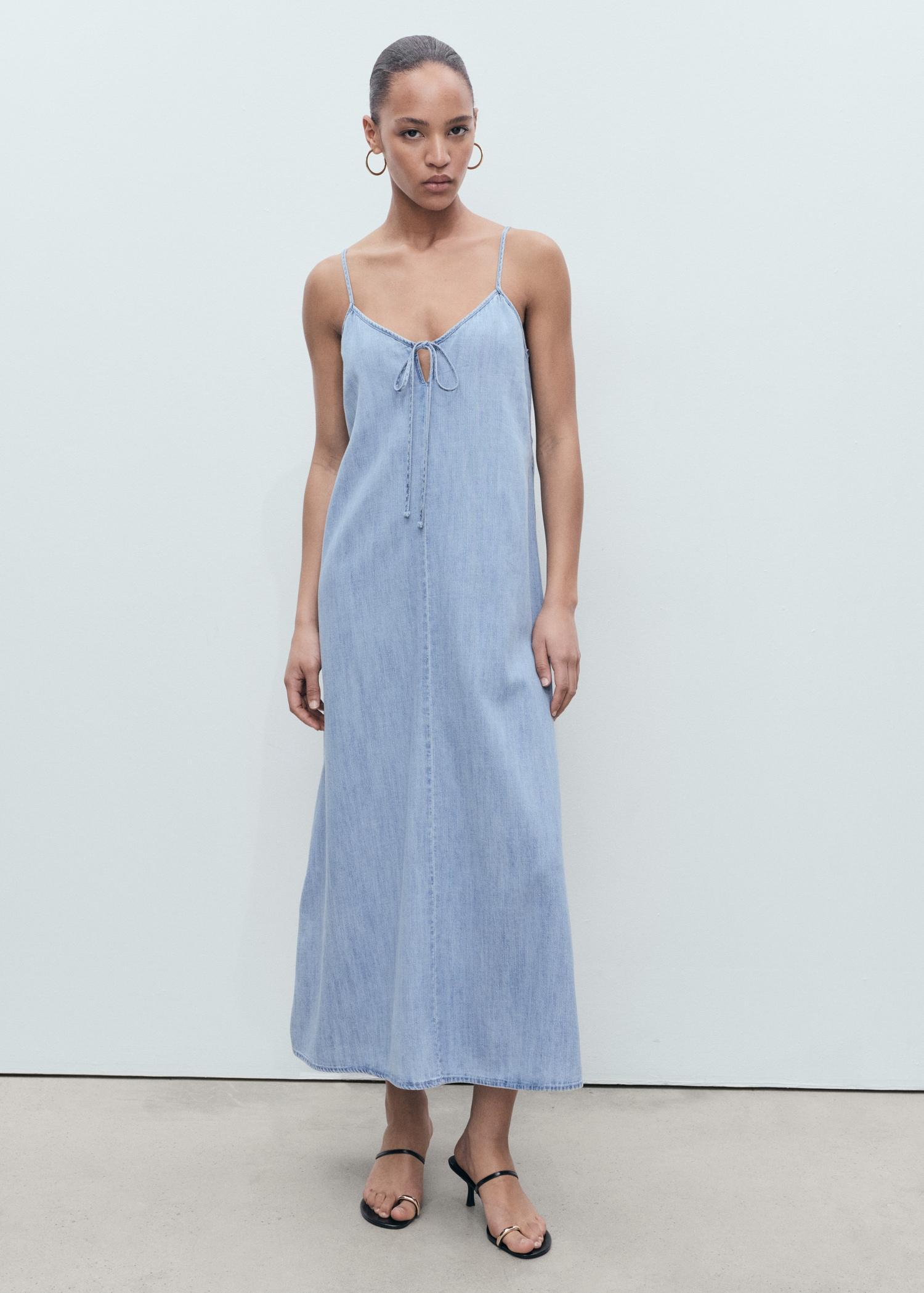 Strappy denim dress - Women | MANGO USA Product Image