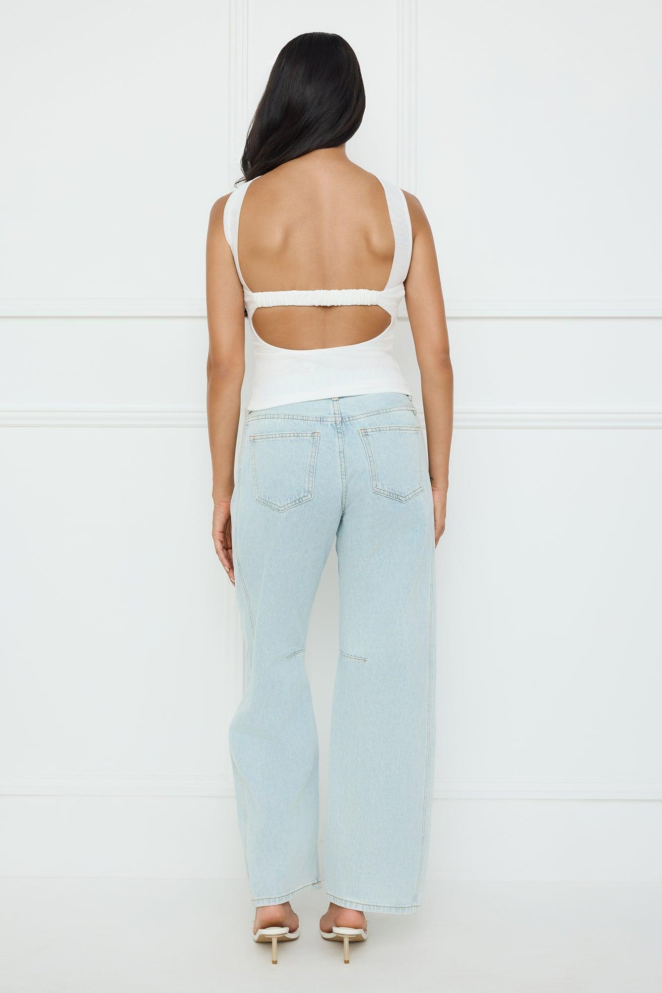 Club Luxe Mesh Halter Top White Product Image