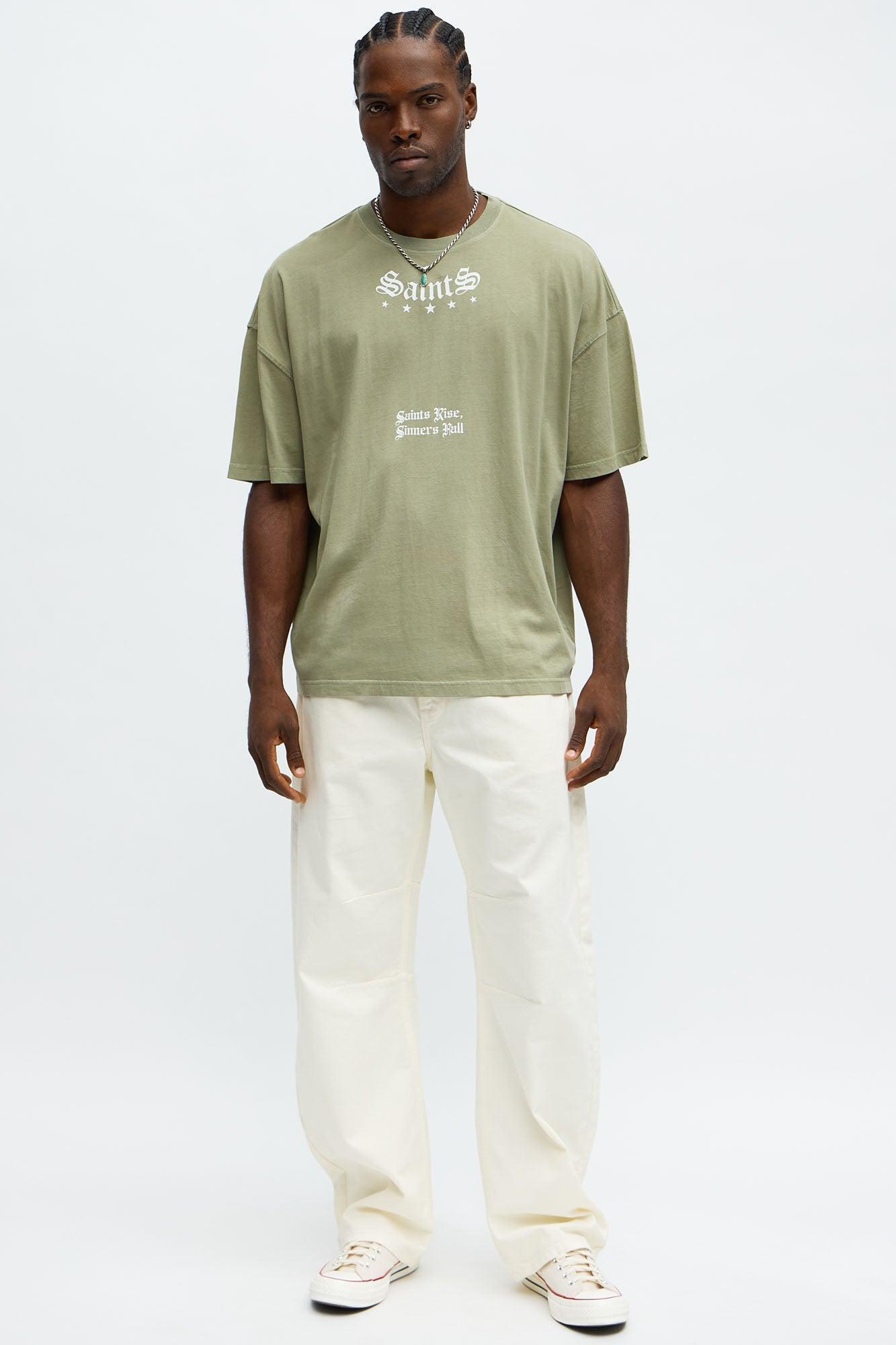 Saints Rise Saints Fall Oversized Short Sleeve Tee - Olive Product Image