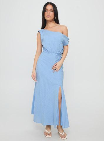 Frangelica Off The Shoulder Maxi Dress Light Blue Product Image
