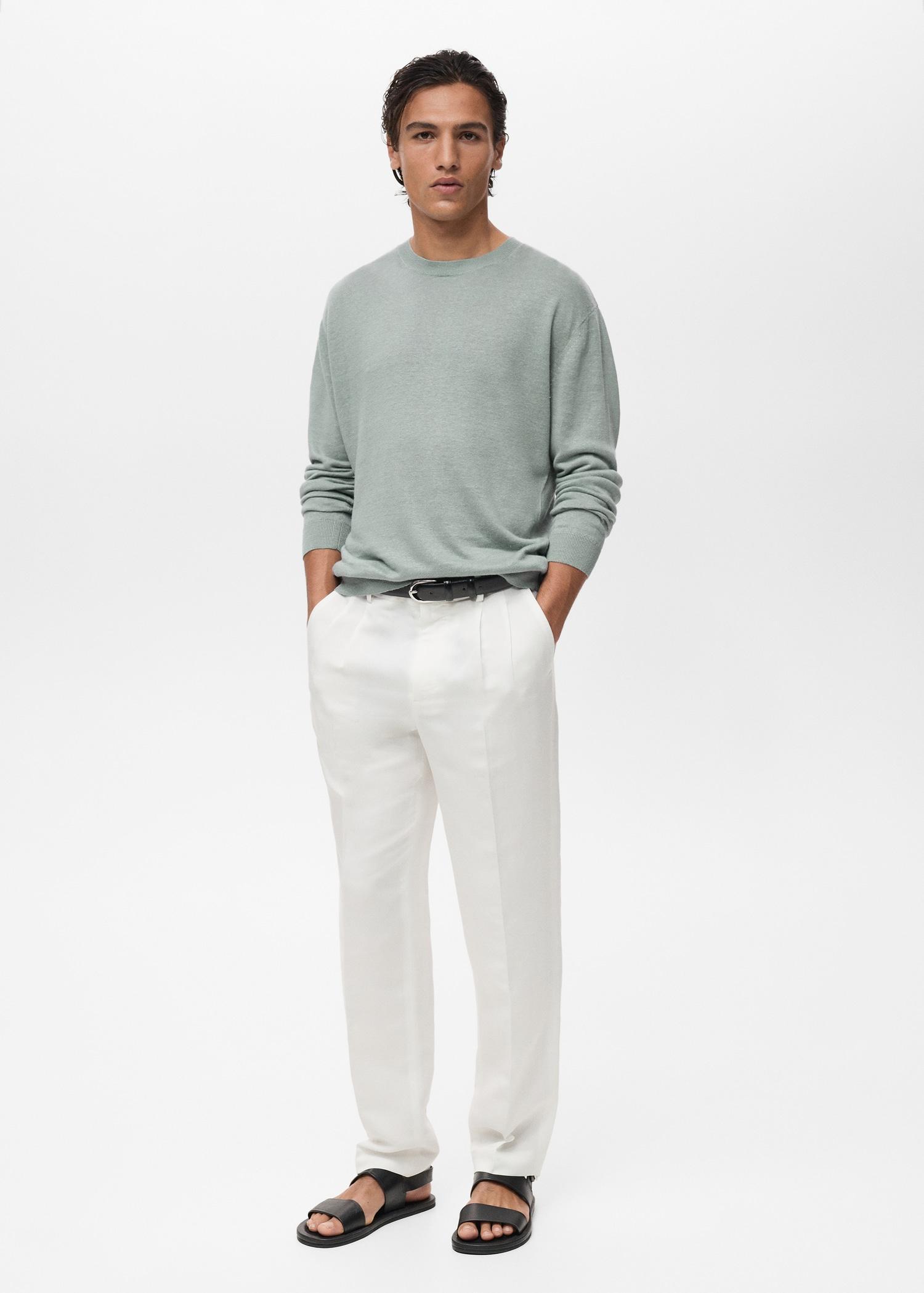 100% linen flowy sweater - Men | MANGO USA Product Image