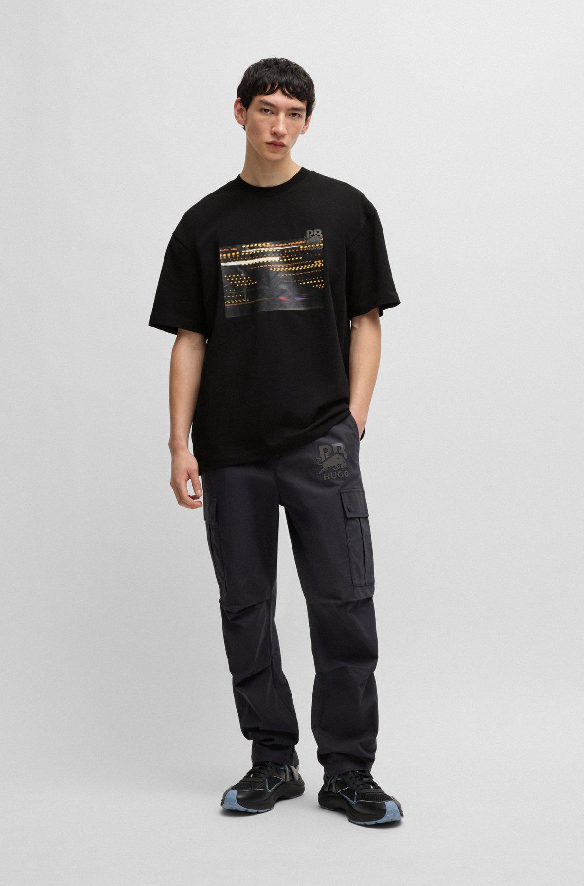 HUGO - HUGO x RB cotton-jersey T-shirt with racing print - Black Product Image