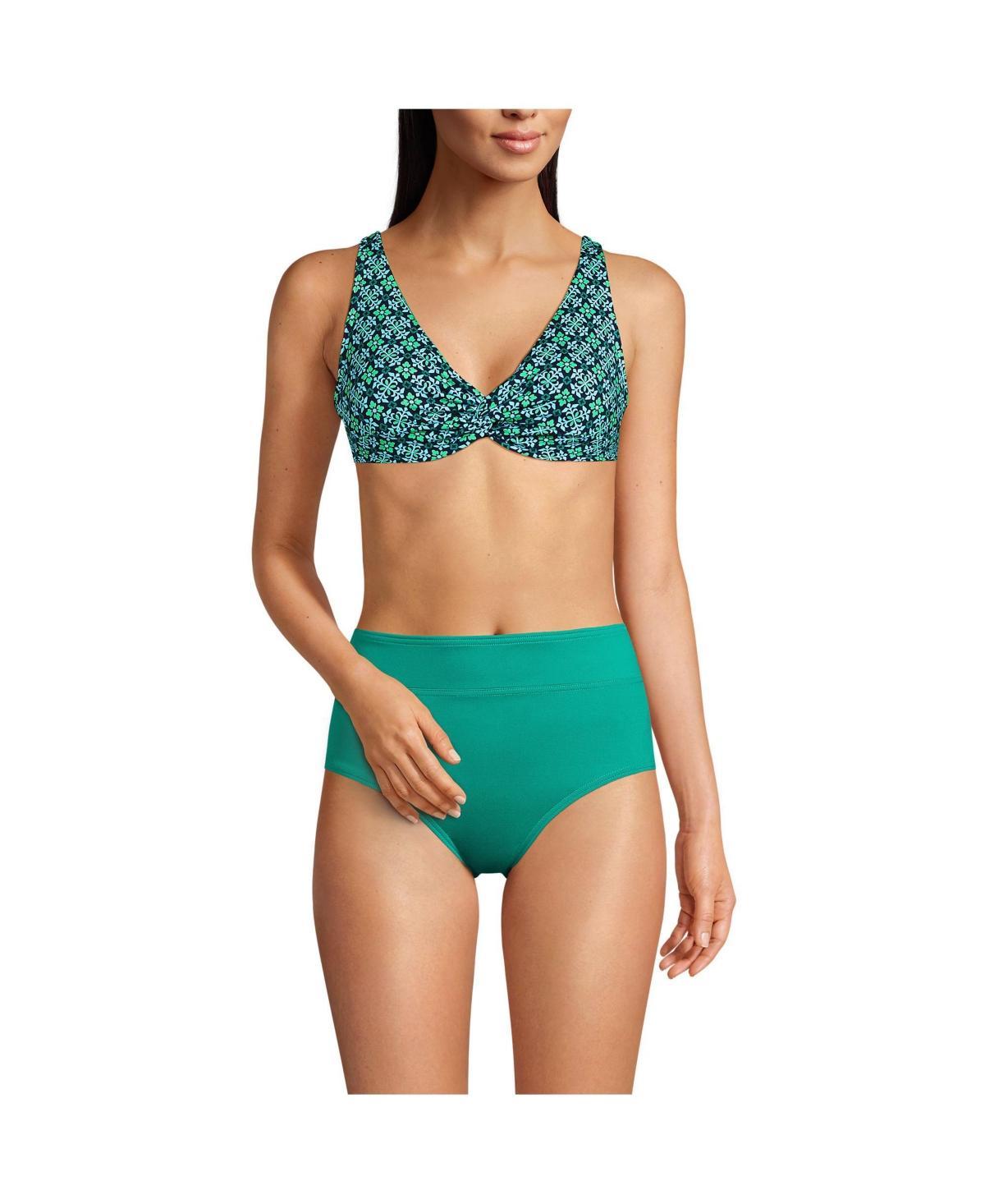 Women's Lands' End V-Neck Twist Front Underwire Bikini Top, Size: 6, Black Product Image