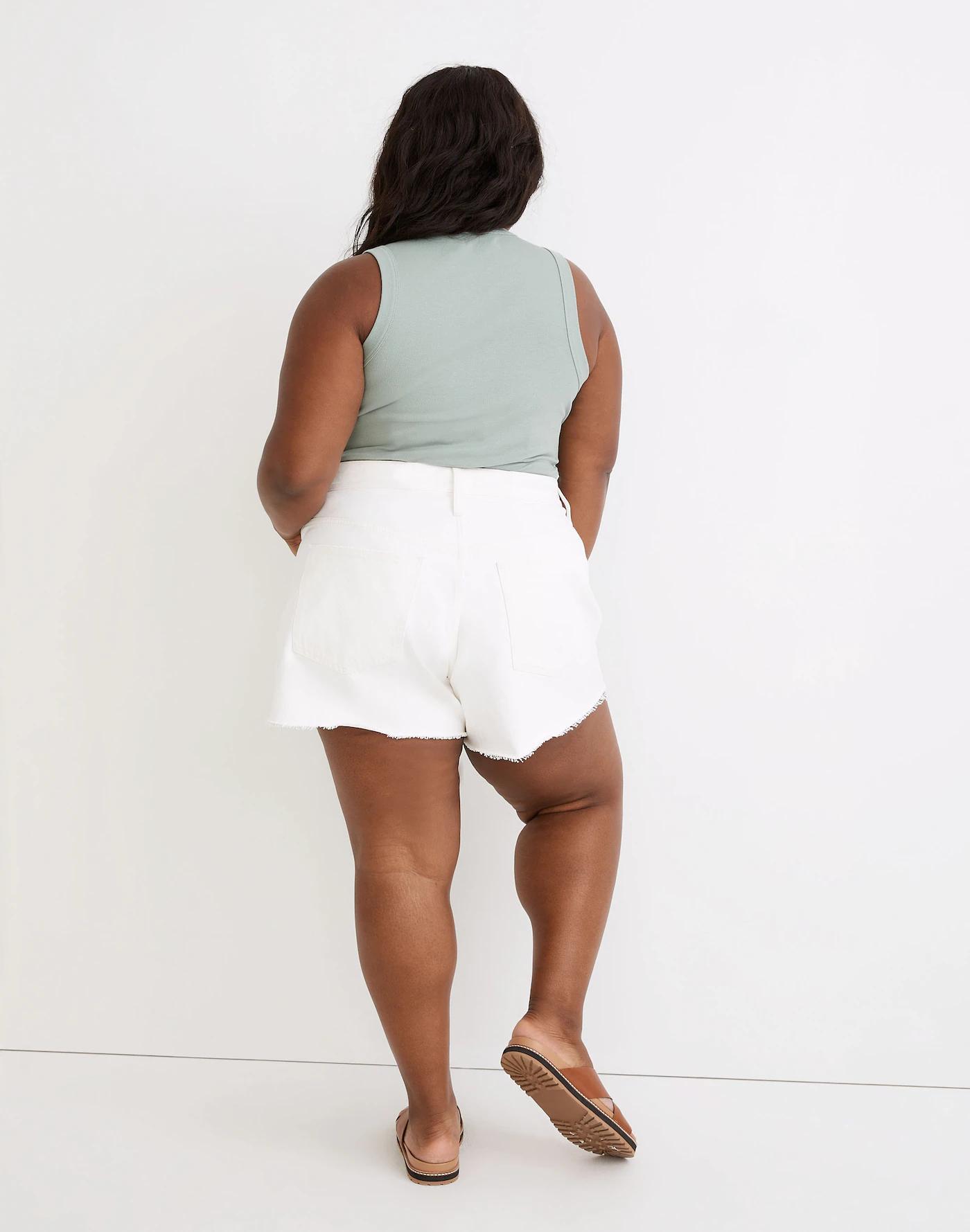 Plus Relaxed Denim Shorts in Tile White Product Image