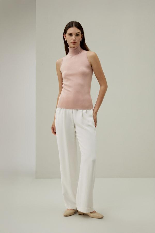 Minimalist Sleeveless Turtleneck Top Product Image