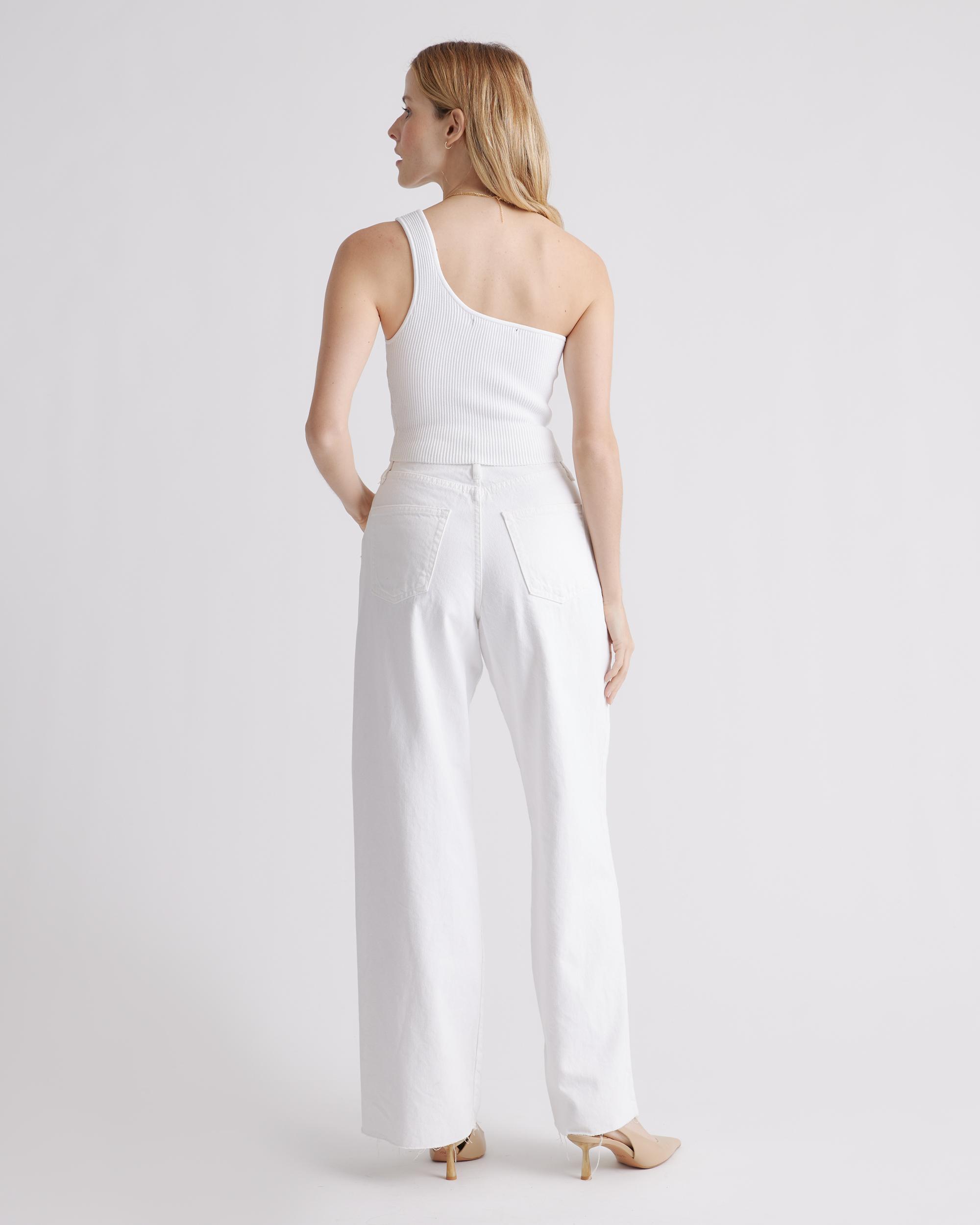 Quince | Women's Cropped One Shoulder Ribbed Knit Tank Top Recycled nylon/polyester/spandex Product Image