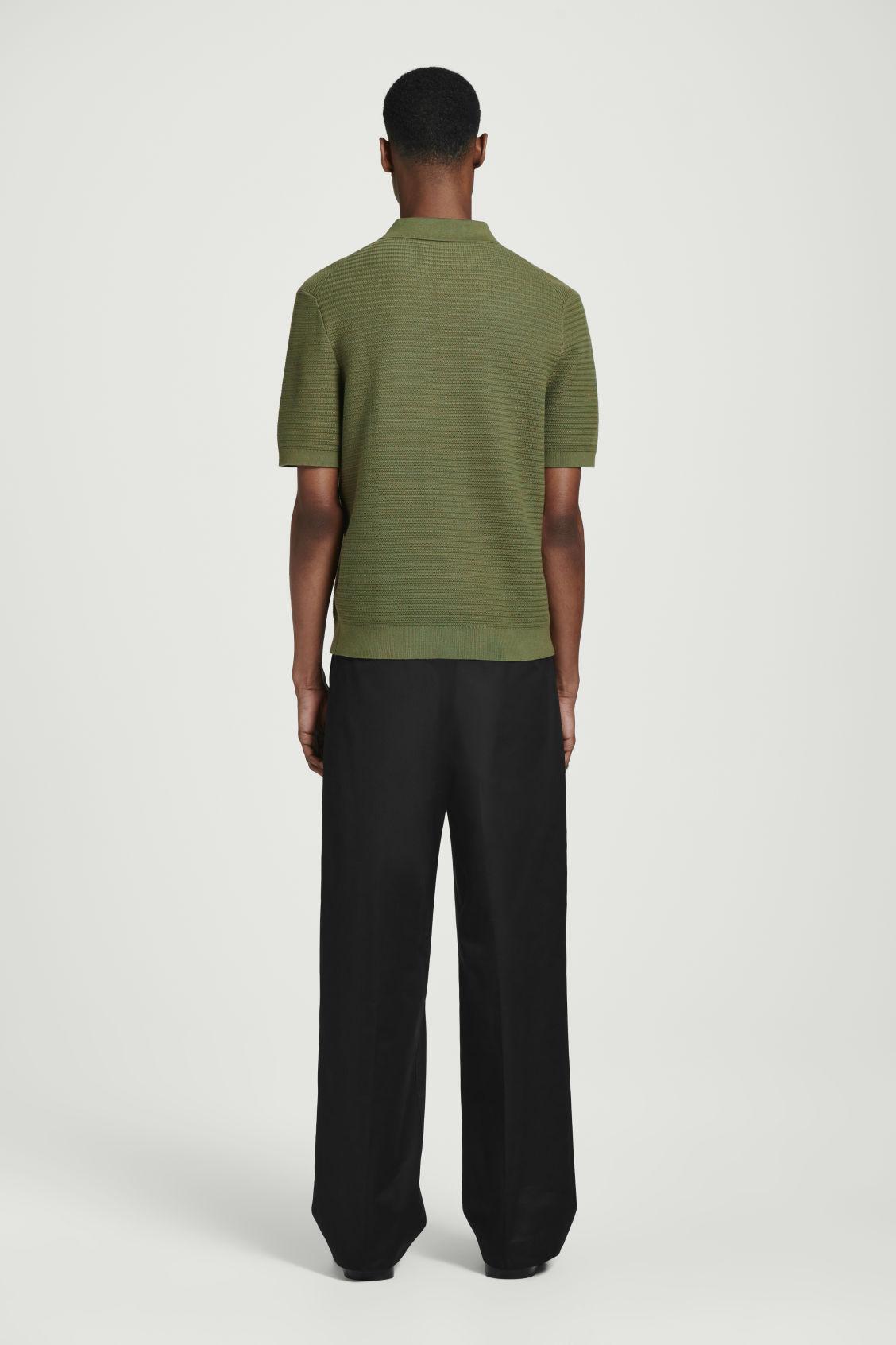 TEXTURED KNITTED COTTON POLO SHIRT Product Image