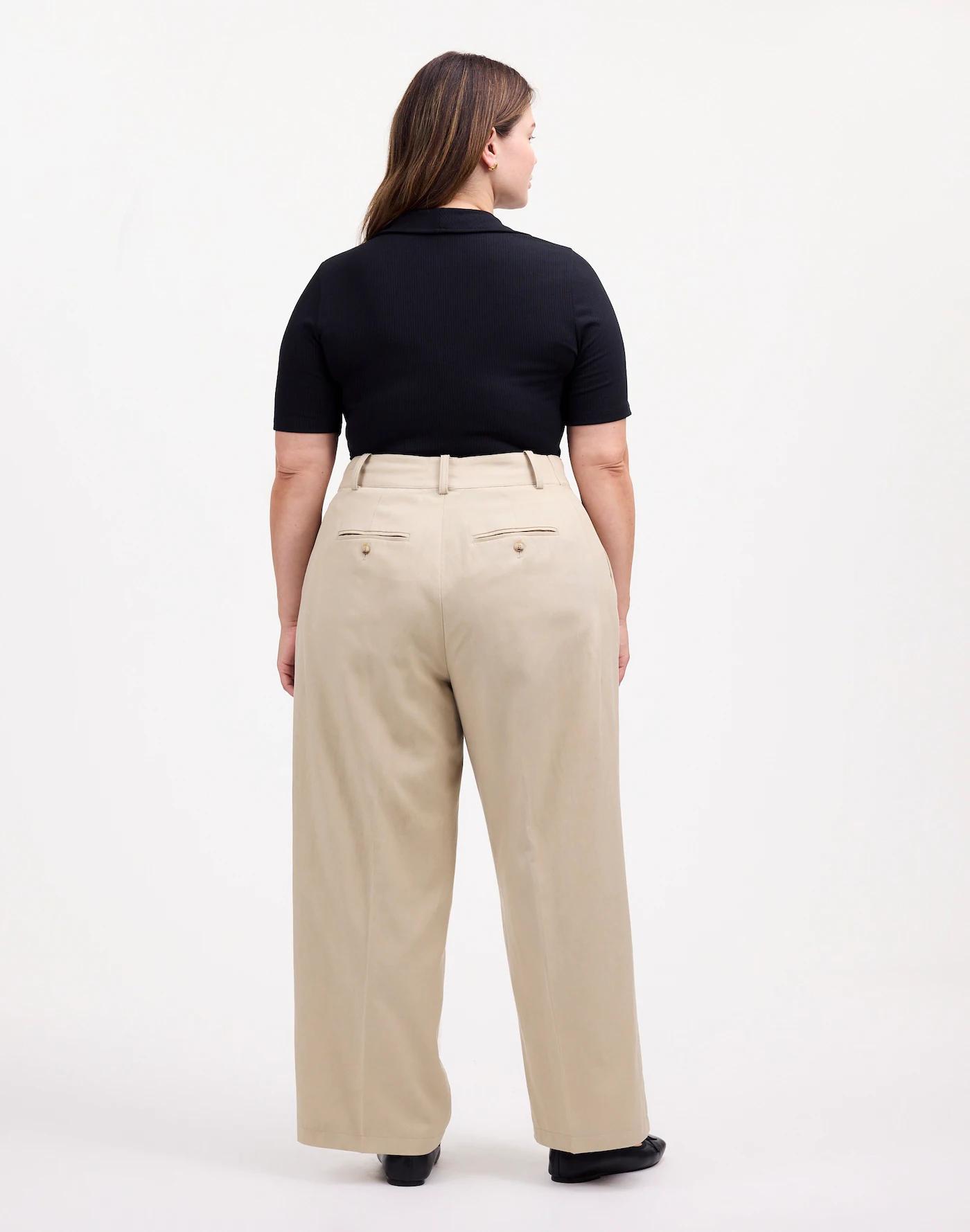 The Plus Harlow Wide-Leg Pant in Drapey Twill Product Image