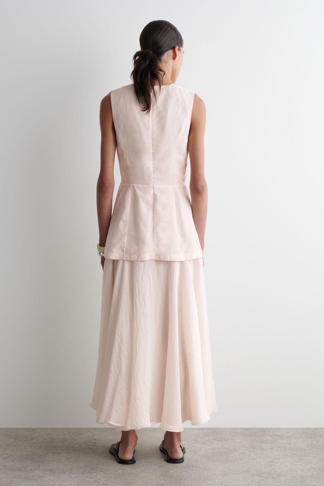 LAYERED PEPLUM MIDI DRESS Product Image