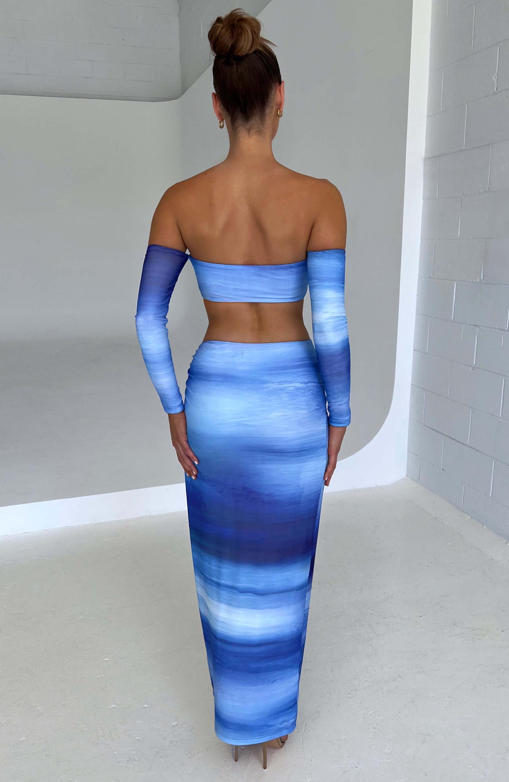 Brynn Maxi Skirt - Blue Haze Print Product Image