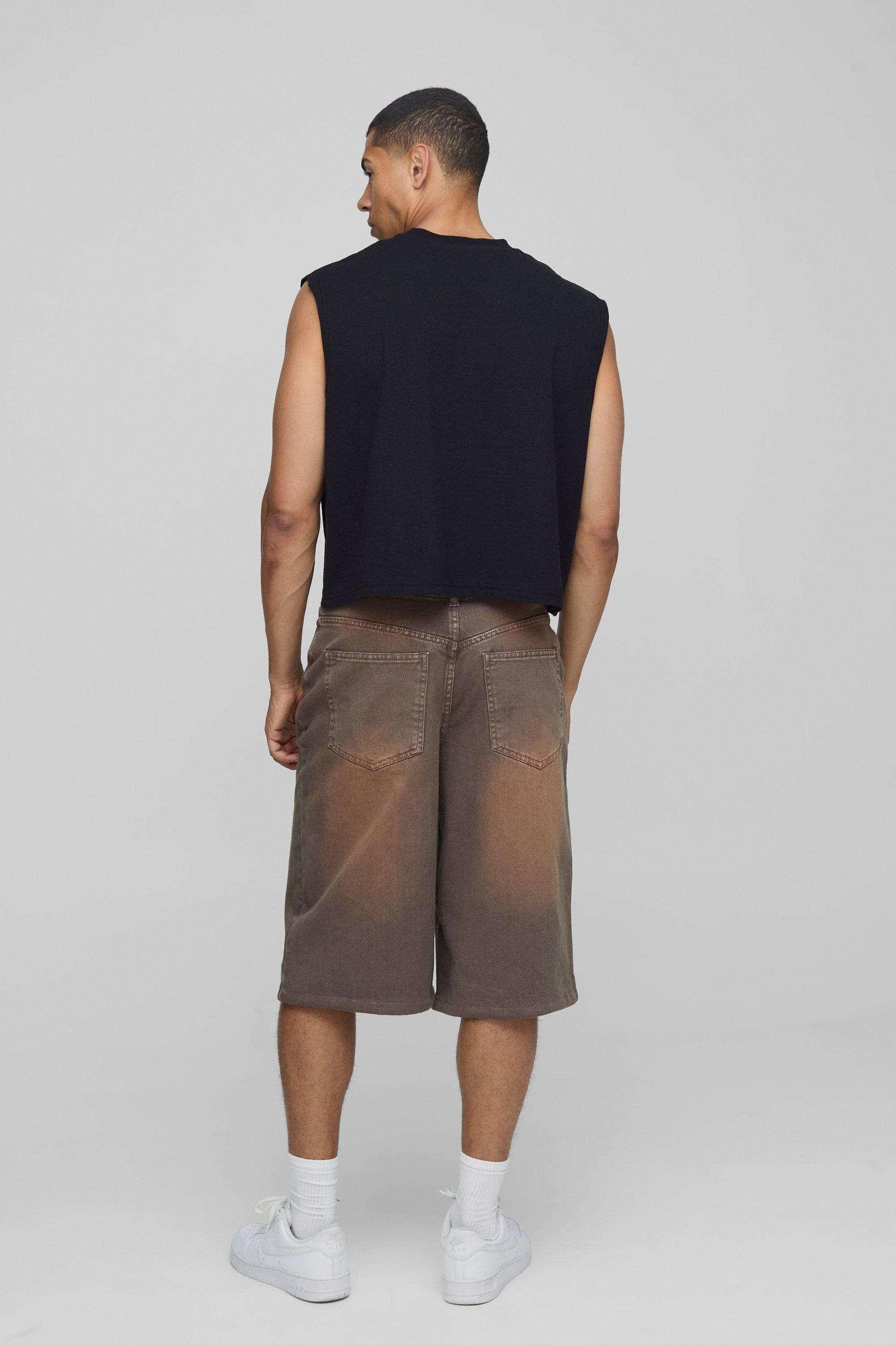 Oversized Shrunken Boxy B Signature Embroidered Tank | boohooMAN USA Product Image