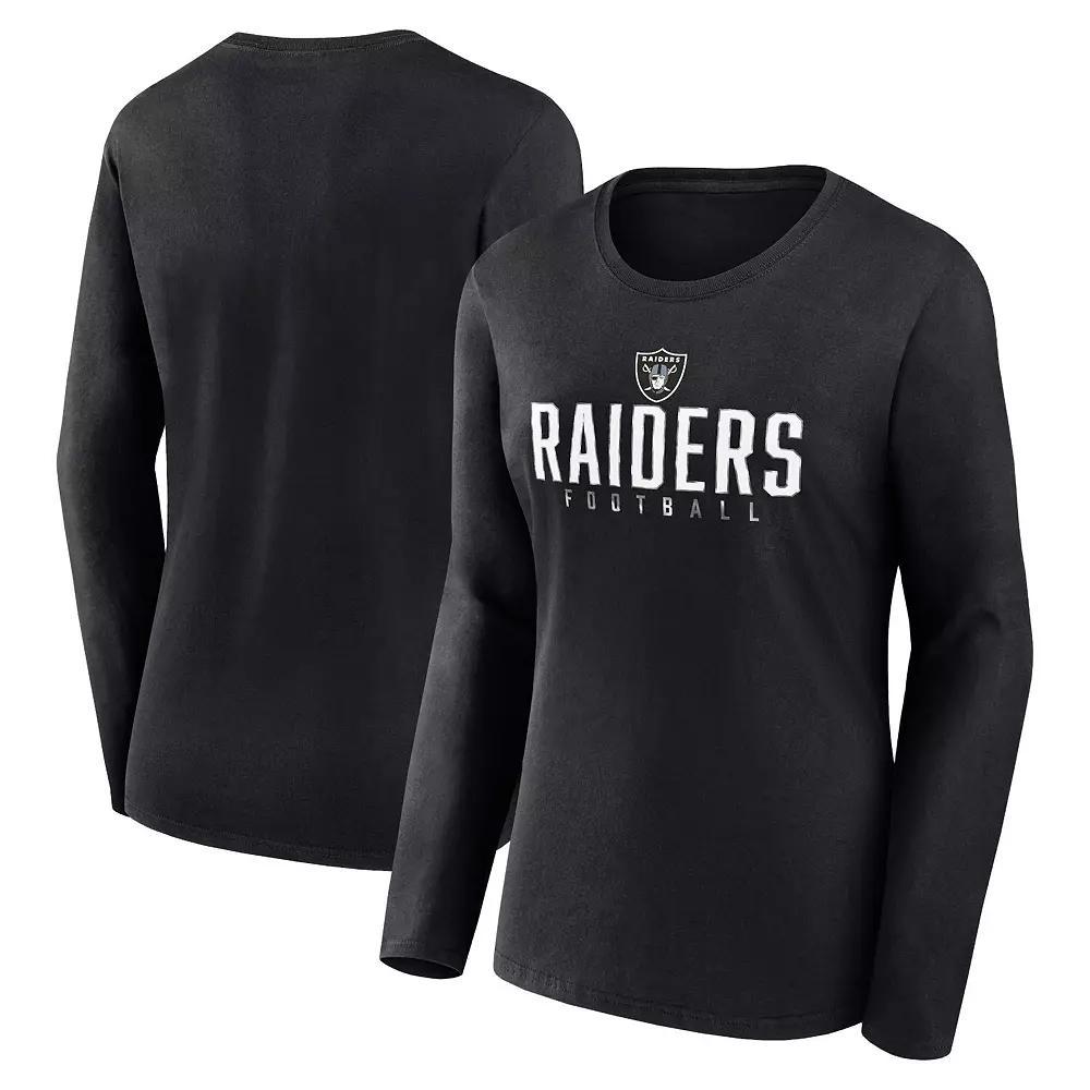 Women's Fanatics Branded Black Las Vegas Raiders Plus Size Foiled Play Long Sleeve T-Shirt, Size: 2XL, Lvr Black Product Image