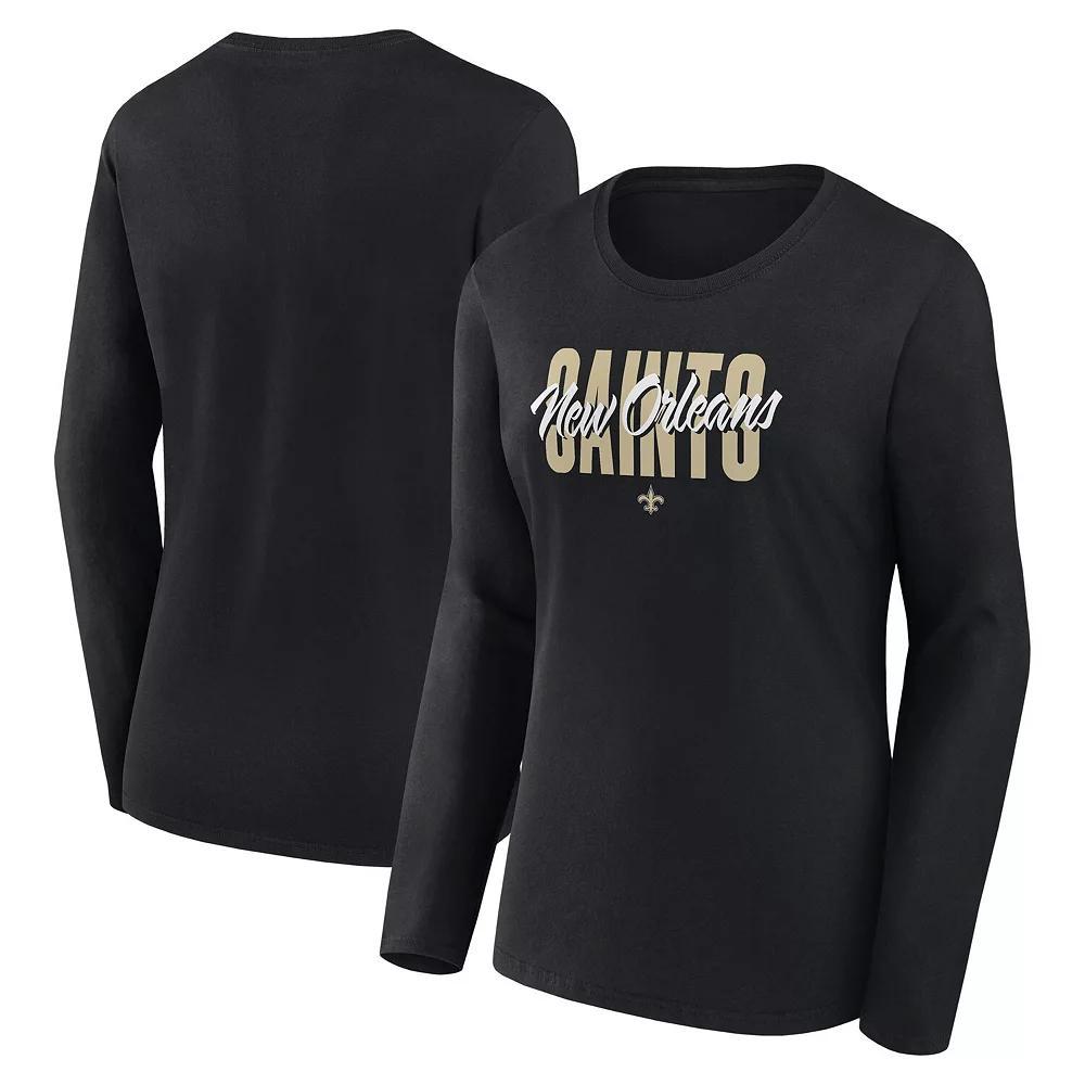 Women's Navy Denver Broncos Grip Long Sleeve T-Shirt, Size: XS, Blue Product Image