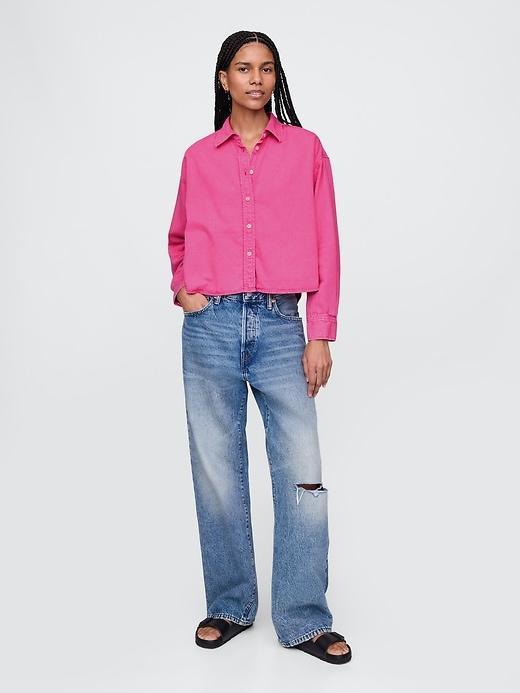 UltraSoft Denim Cropped Big Shirt Product Image