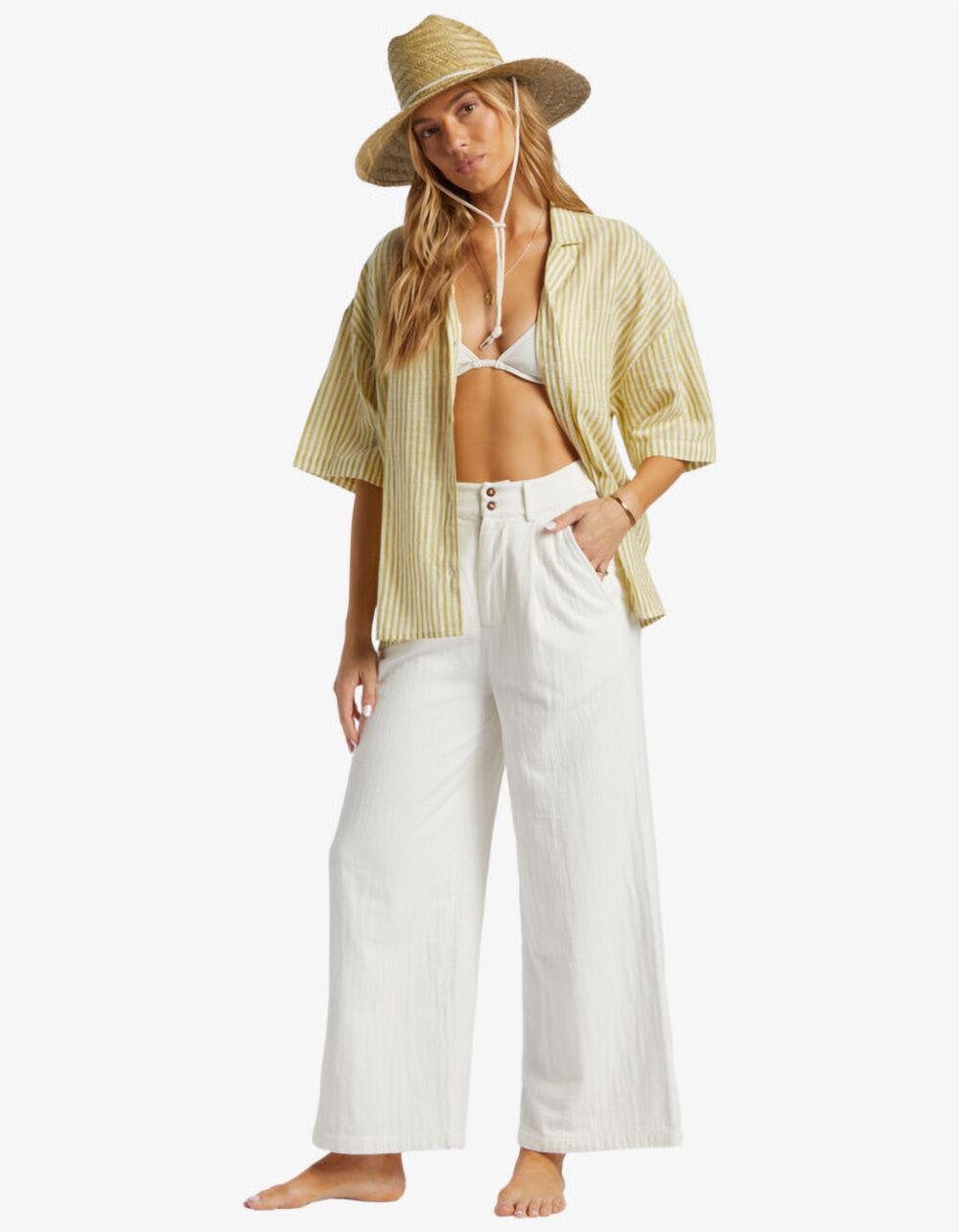 BILLABONG Beach Side Womens Oversized Button Up Shirt - GREEN/WHITE Product Image