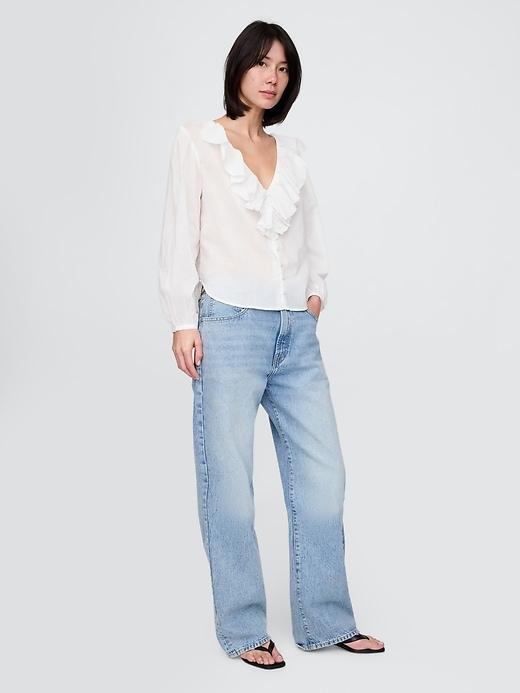 Ruffle V-Neck Shirt Product Image