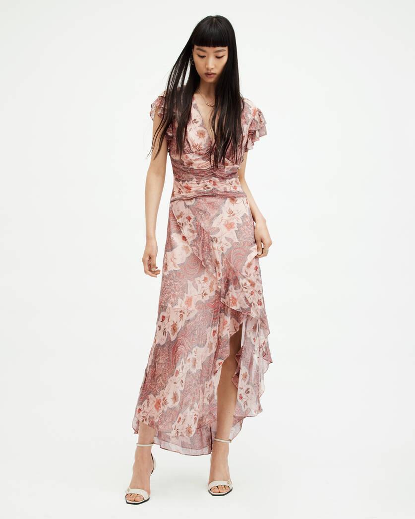 Brea Floral Print Cascade Maxi Dress Product Image